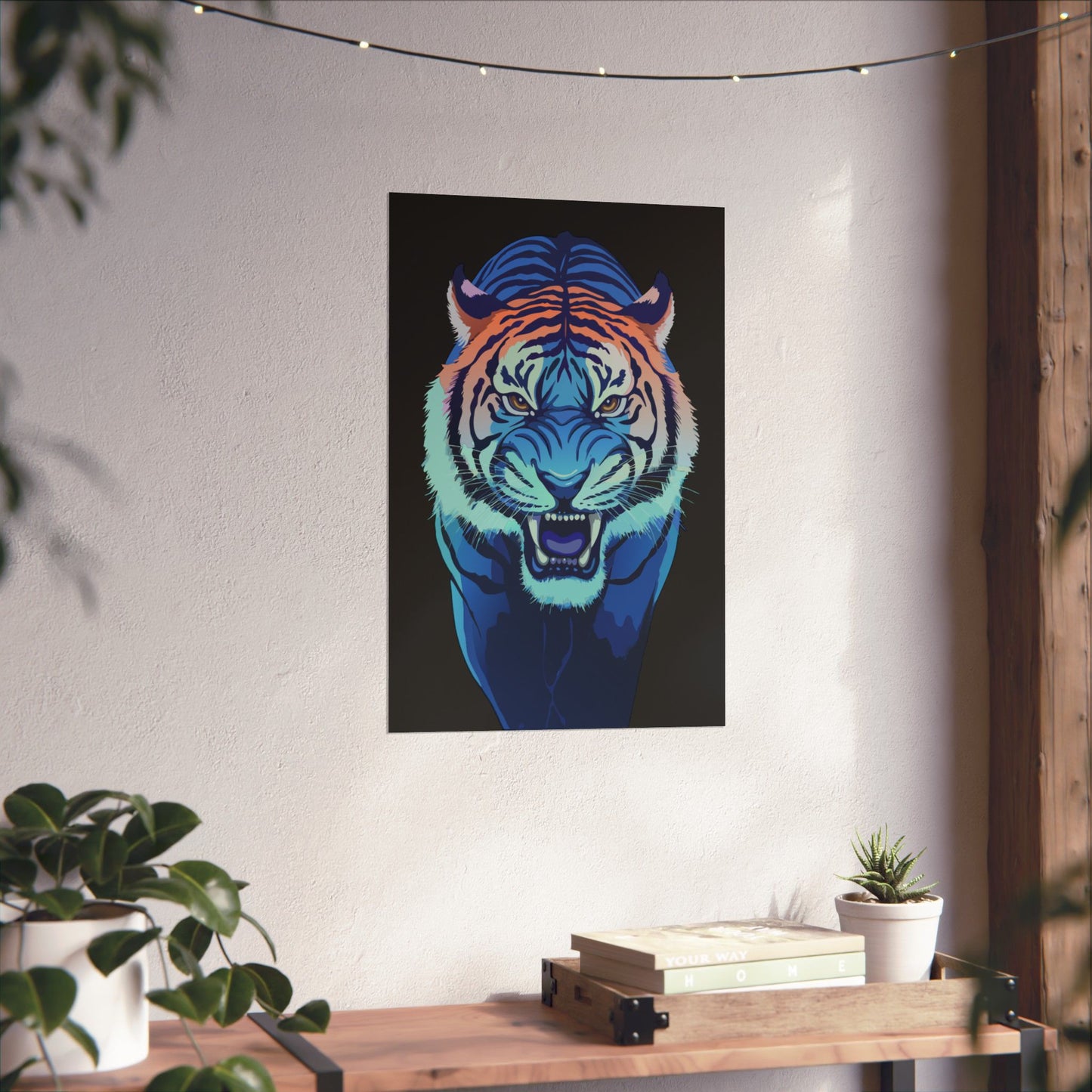 Blue Angry tiger Matte Vertical Posters