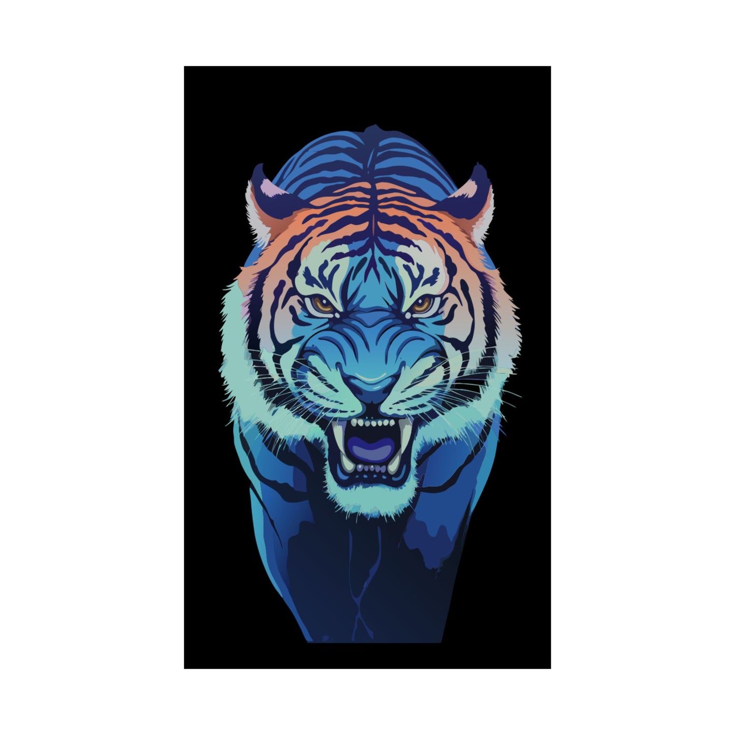 Blue Angry tiger Matte Vertical Posters