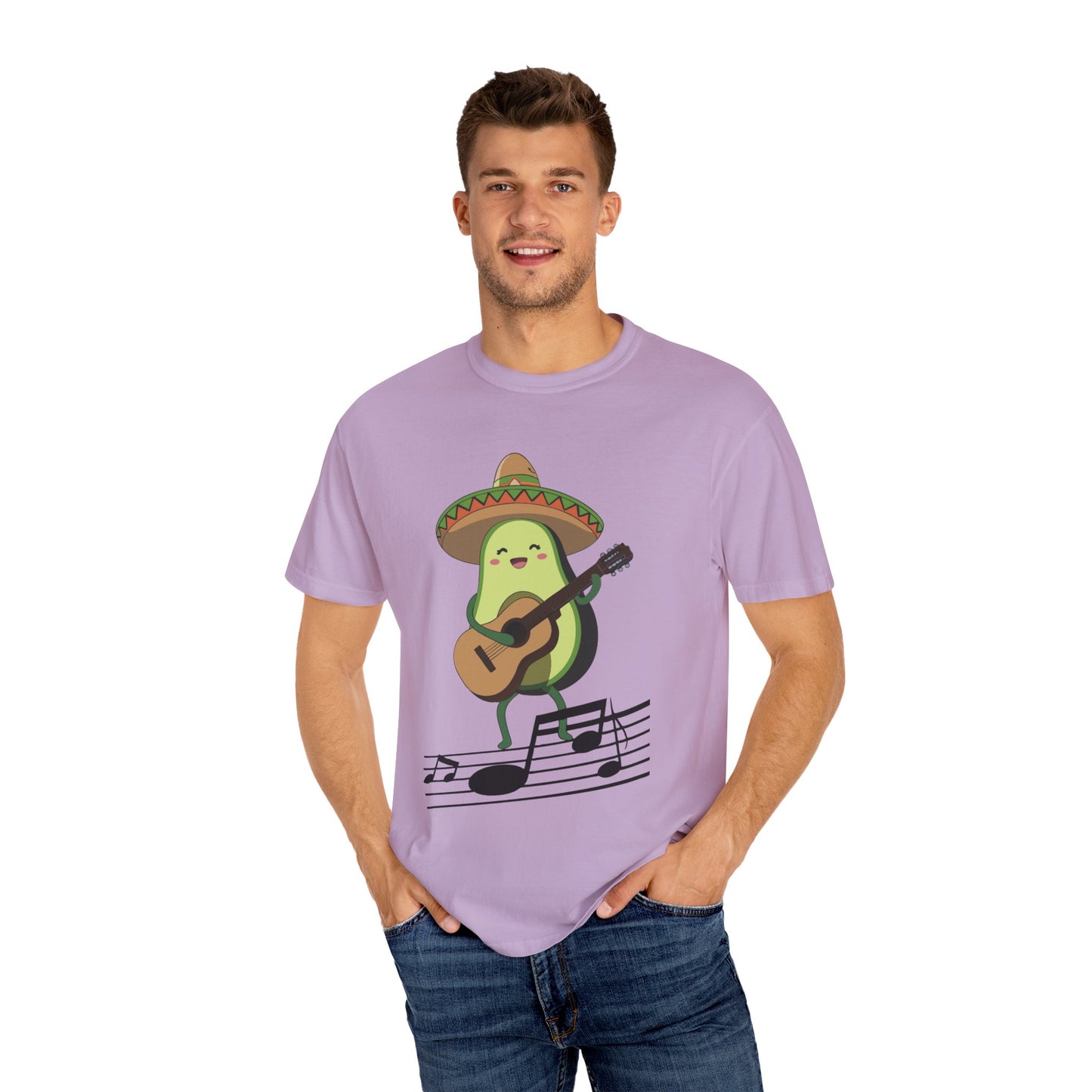 Funny Avocado Playing The Guitar Rock Band Music Unisex Garment-Dyed T-shirt