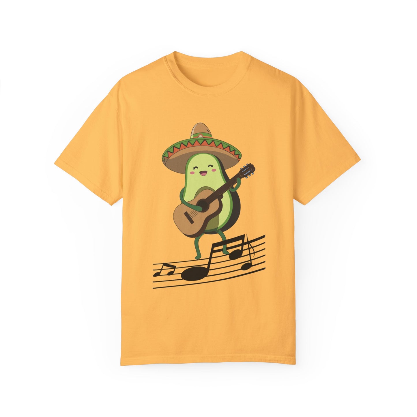 Funny Avocado Playing The Guitar Rock Band Music Unisex Garment-Dyed T-shirt