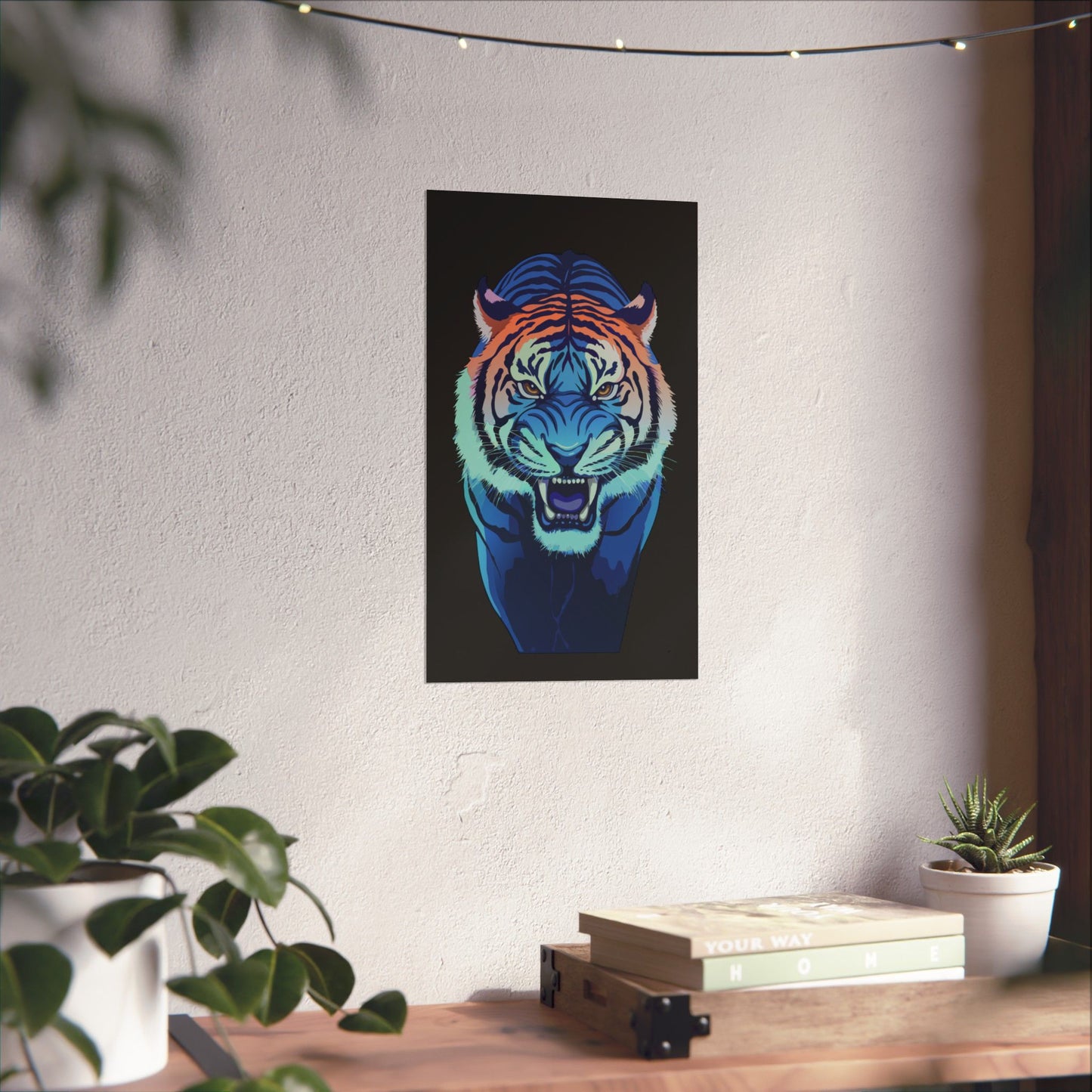 Blue Angry tiger Matte Vertical Posters