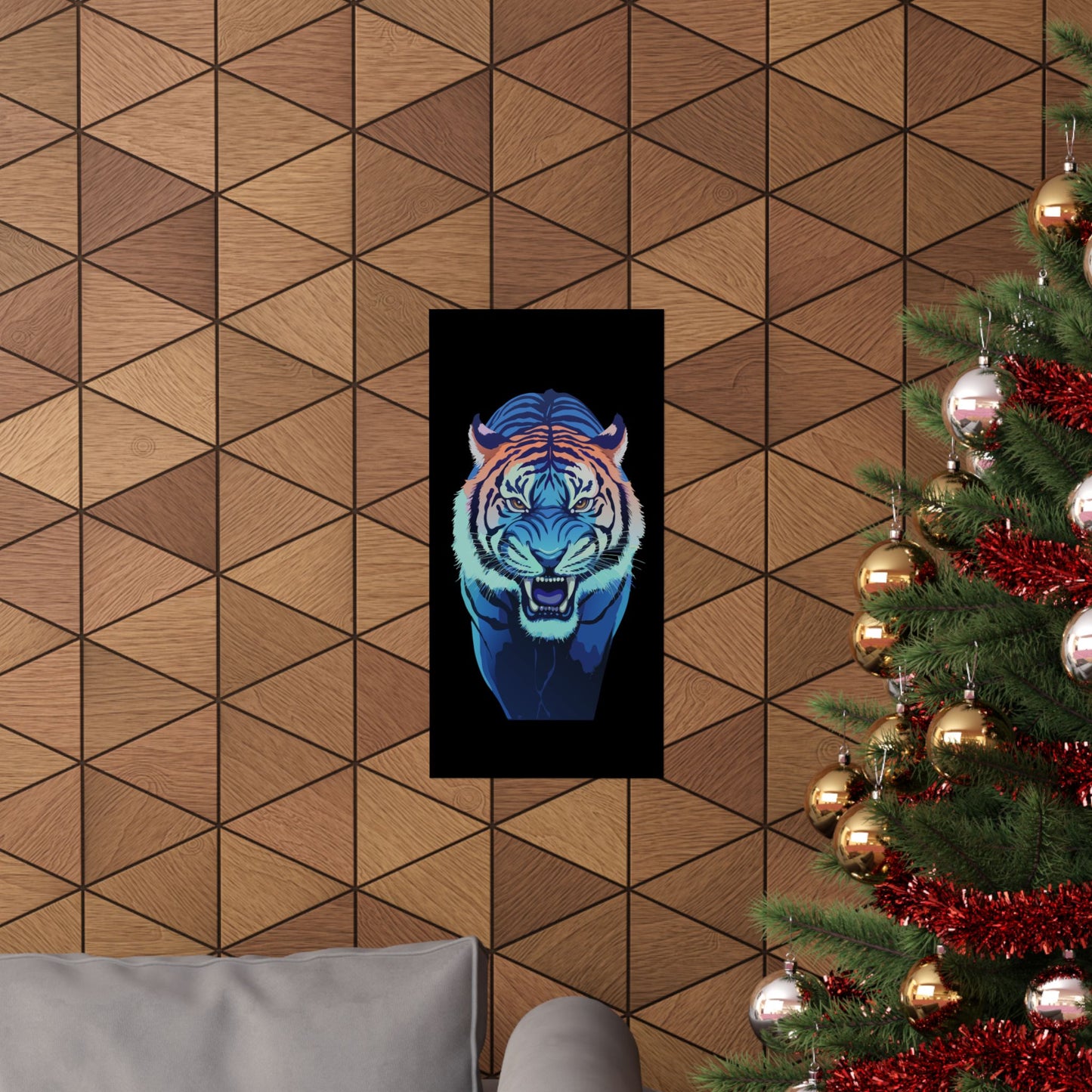 Blue Angry tiger Matte Vertical Posters