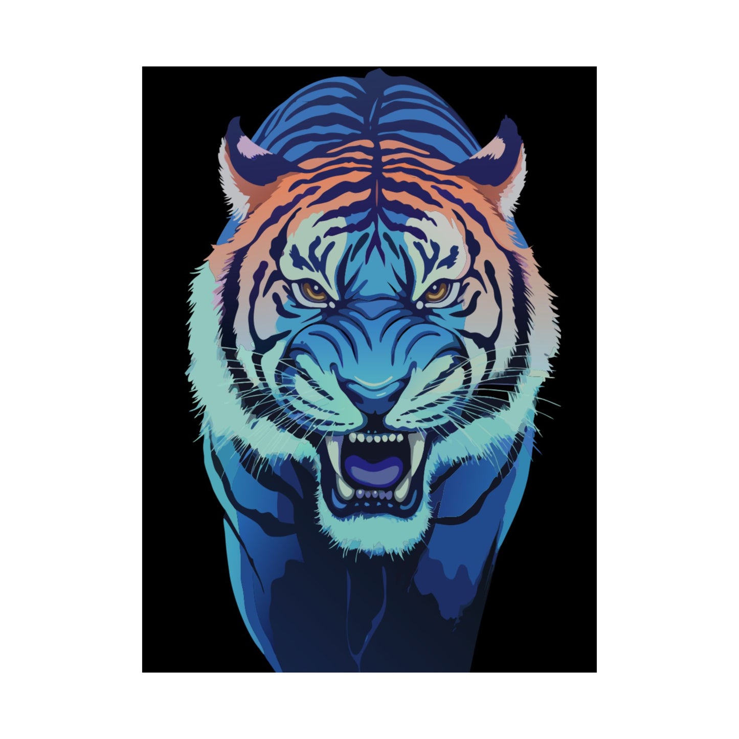 Blue Angry tiger Matte Vertical Posters