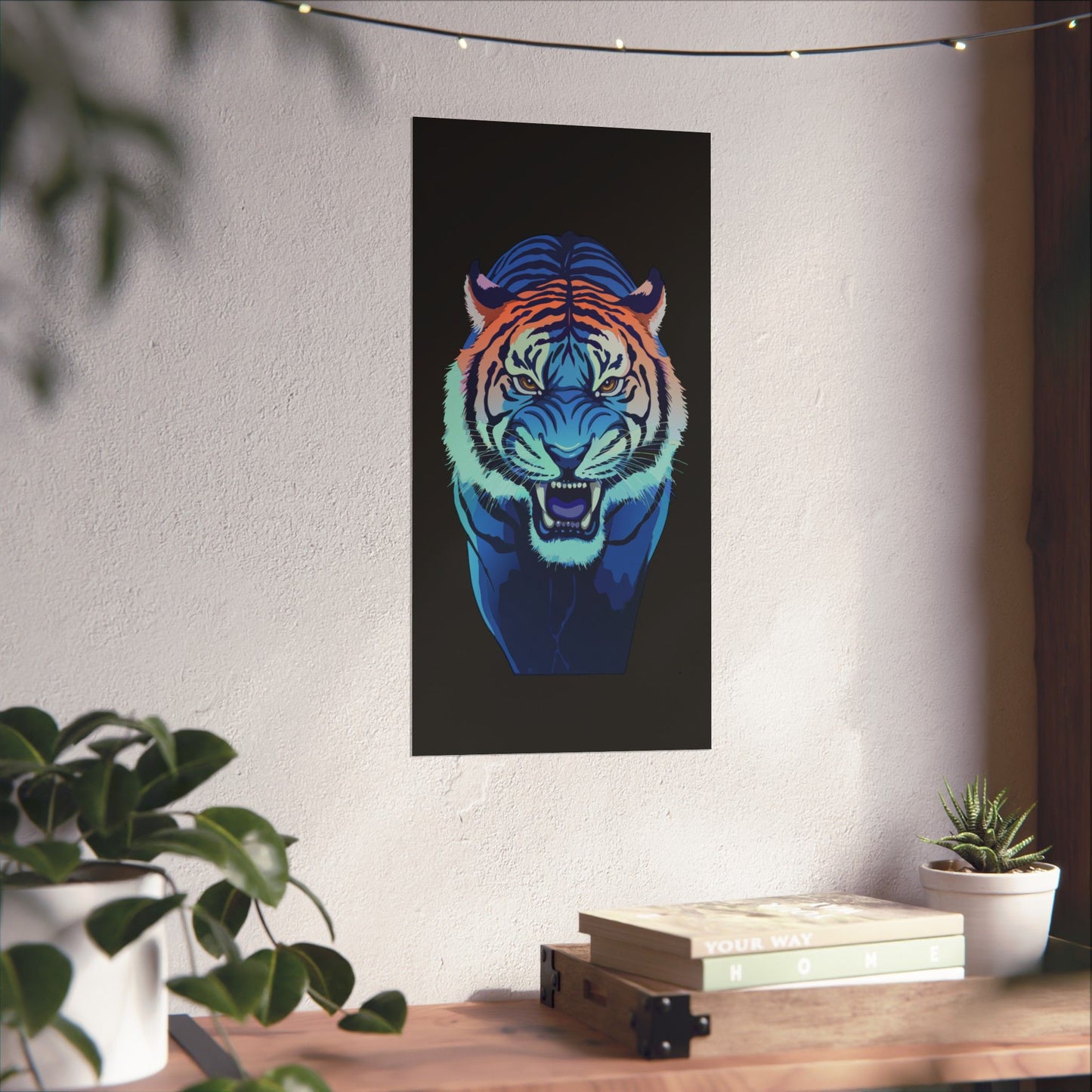 Blue Angry tiger Matte Vertical Posters