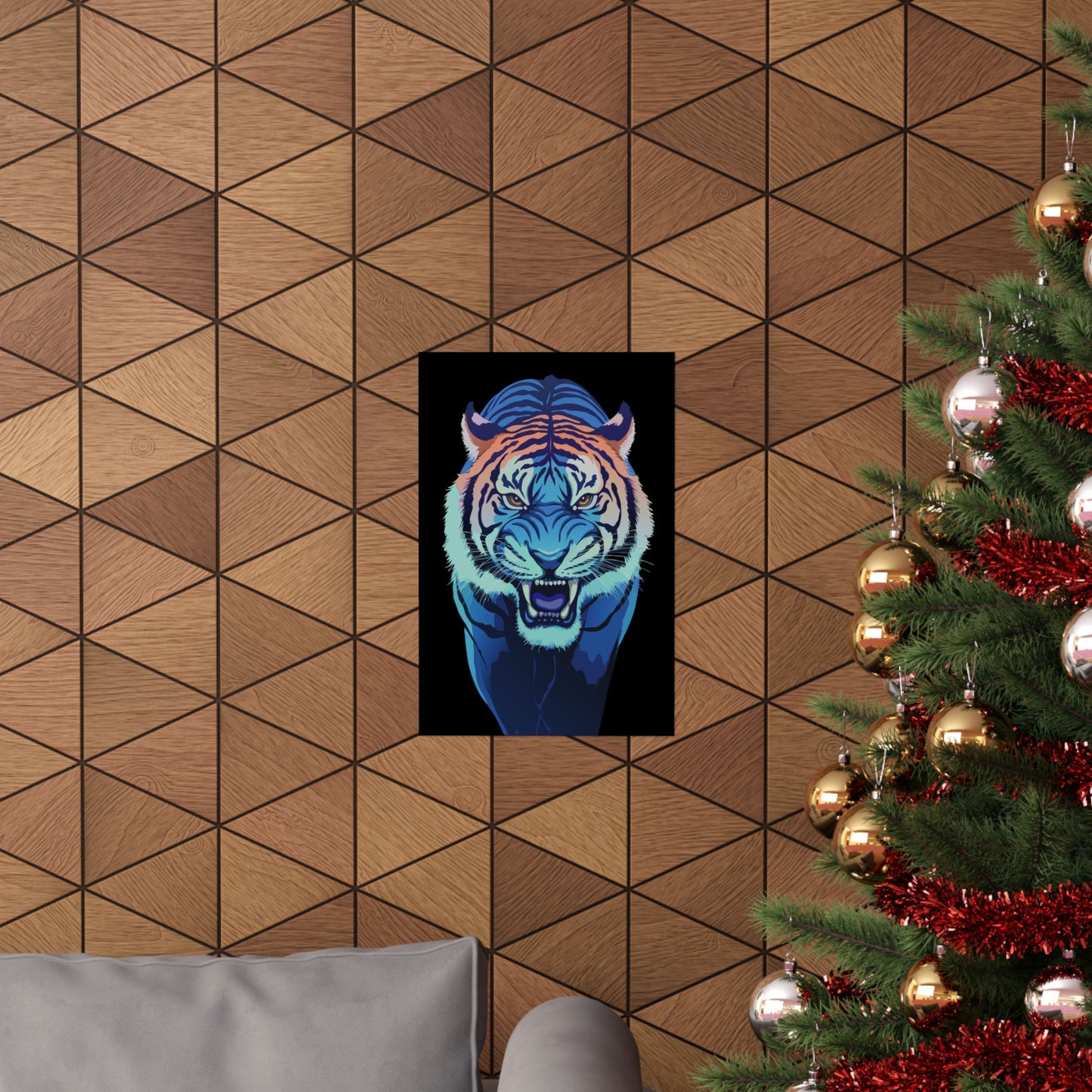 Blue Angry tiger Matte Vertical Posters