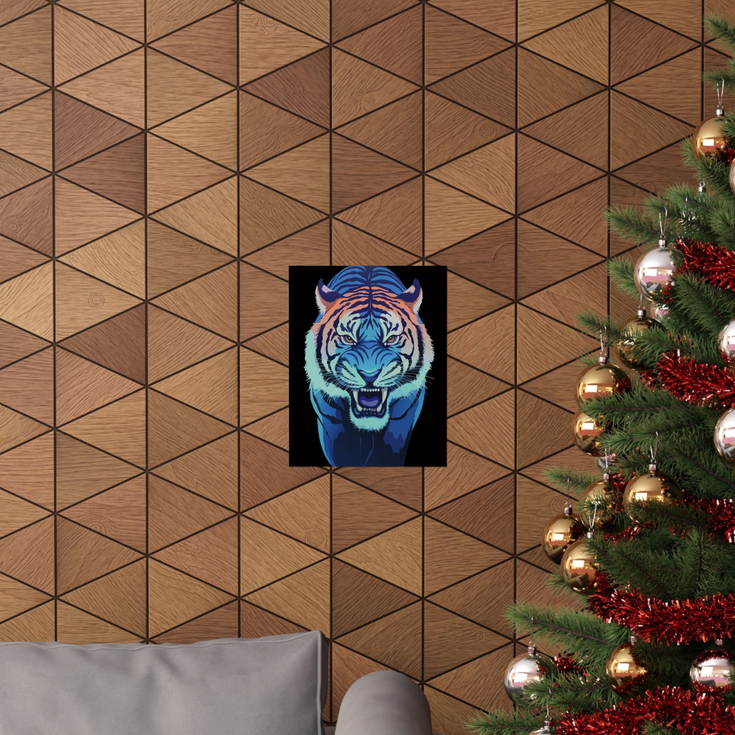 Blue Angry tiger Matte Vertical Posters