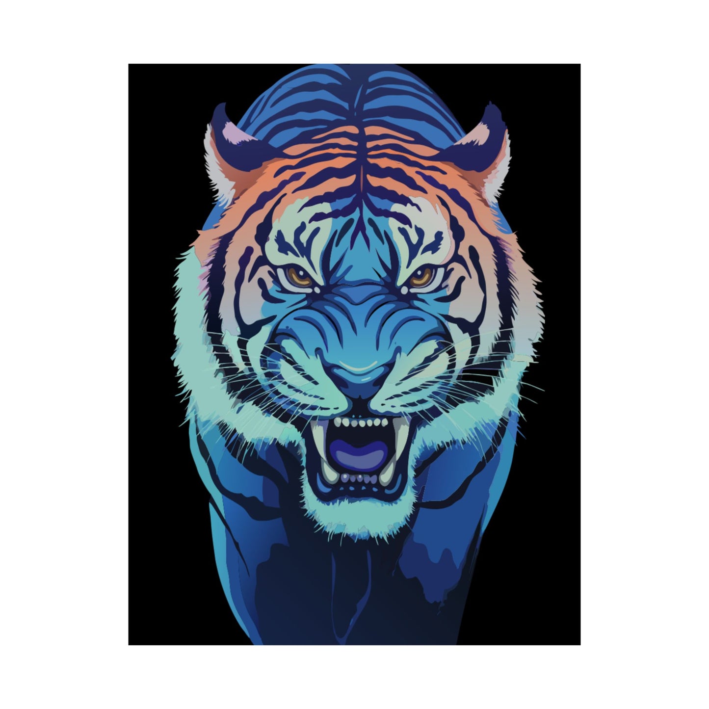 Blue Angry tiger Matte Vertical Posters