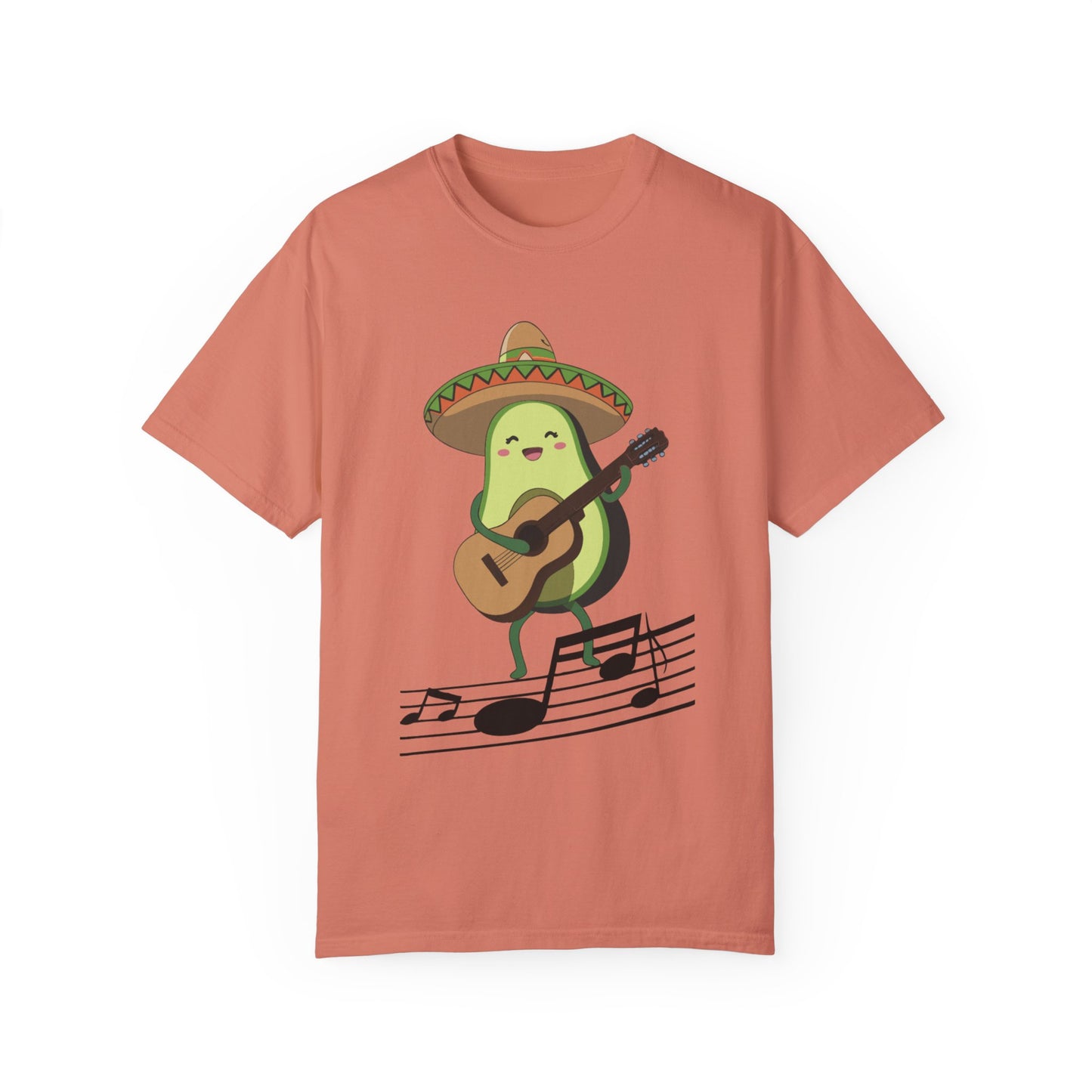 Funny Avocado Playing The Guitar Rock Band Music Unisex Garment-Dyed T-shirt