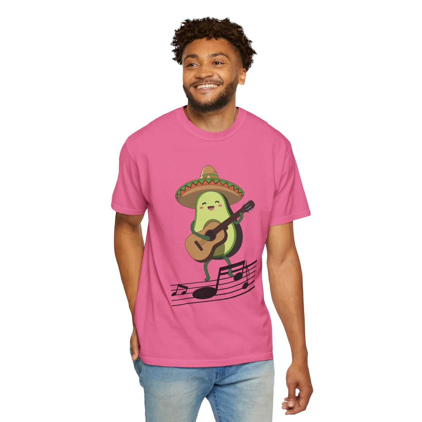 Funny Avocado Playing The Guitar Rock Band Music Unisex Garment-Dyed T-shirt