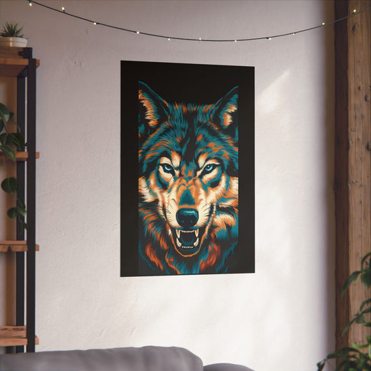 Blue Angry Wolf Matte Vertical Posters - coffeeandteatees