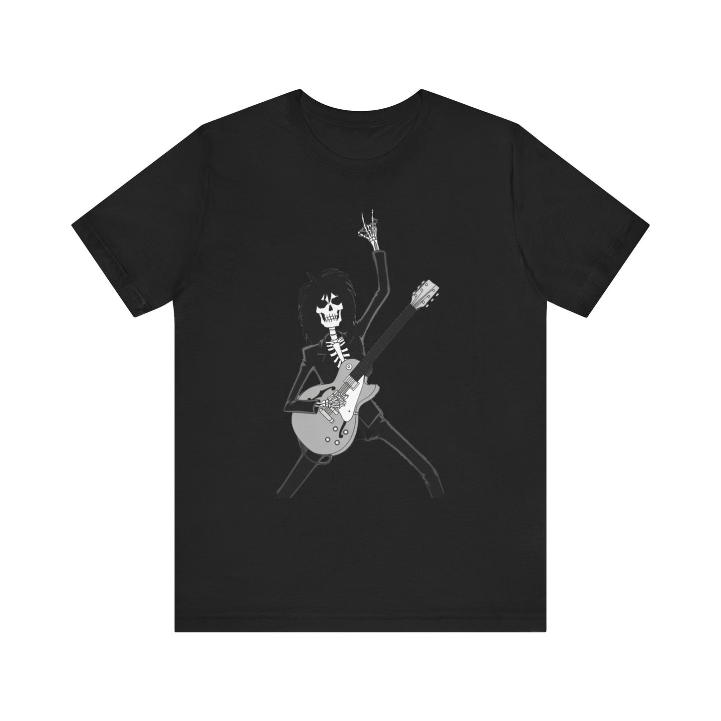 Skeleton Guitar Guy Rock And Roll Band Rock On Unisex Jersey Short Sleeve Tee - coffeeandteatees