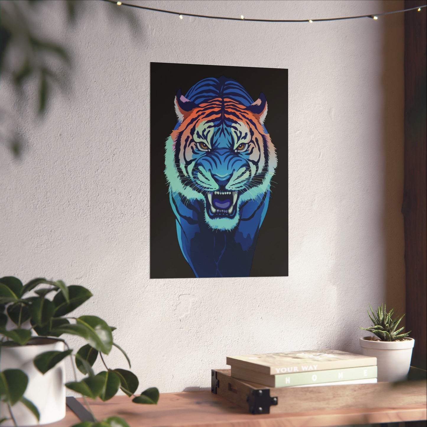 Blue Angry tiger Matte Vertical Posters