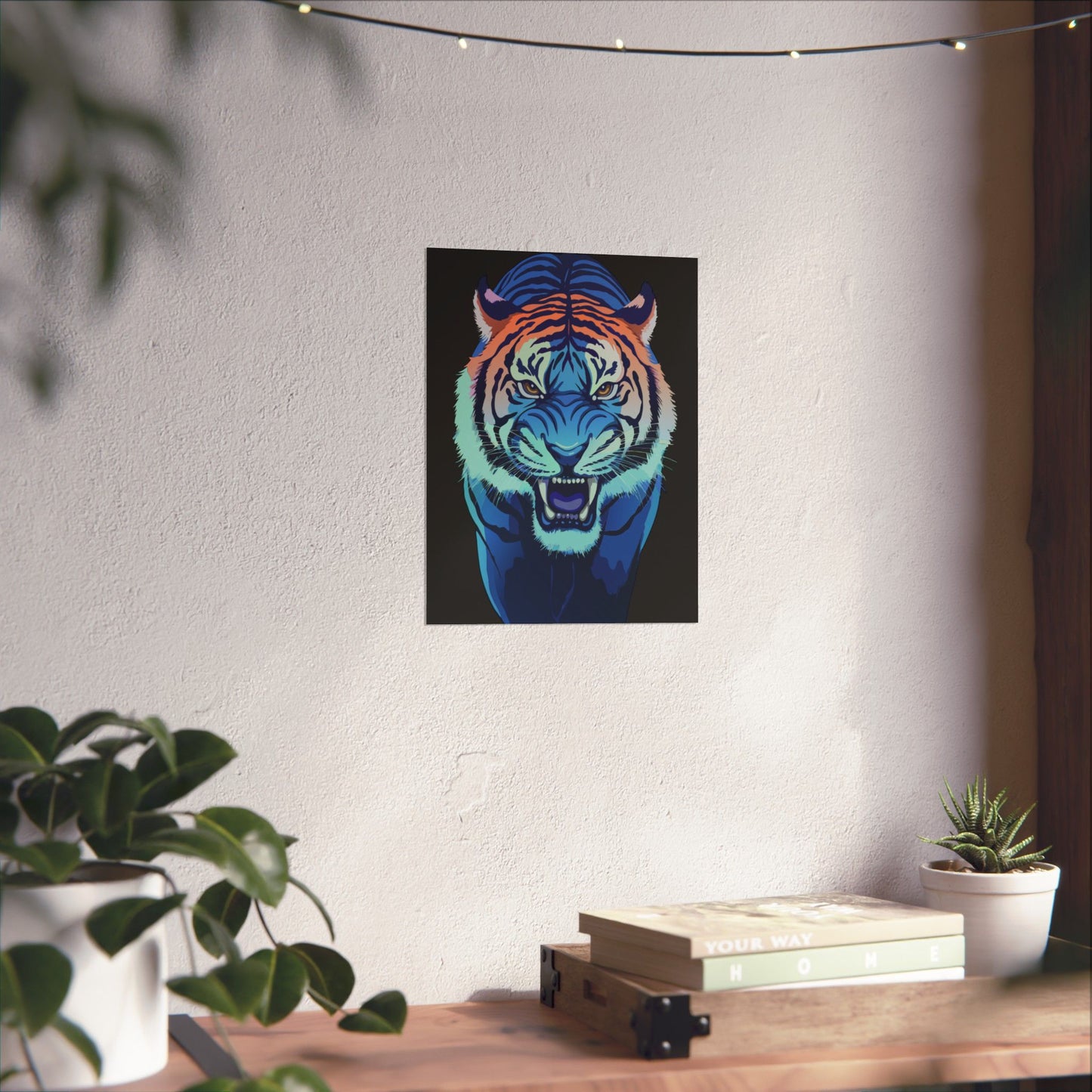 Blue Angry tiger Matte Vertical Posters