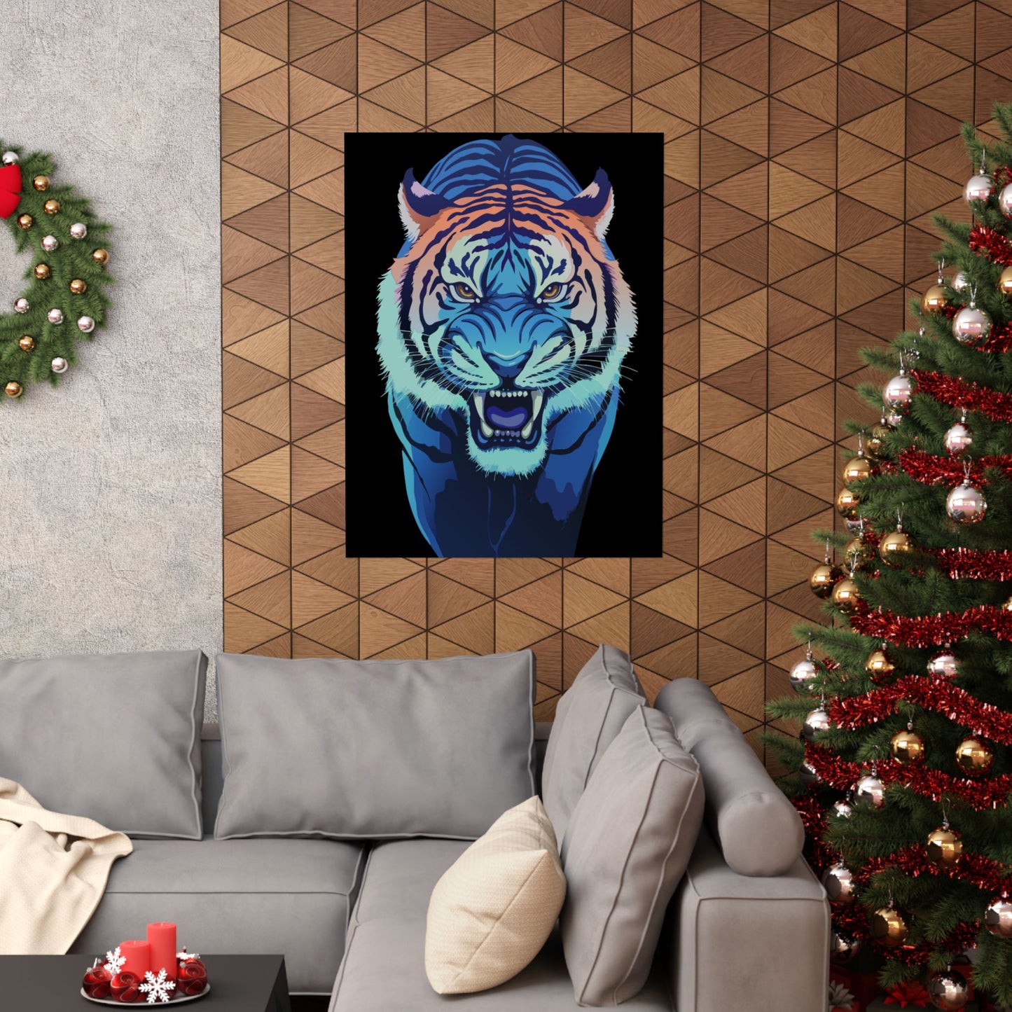 Blue Angry tiger Matte Vertical Posters