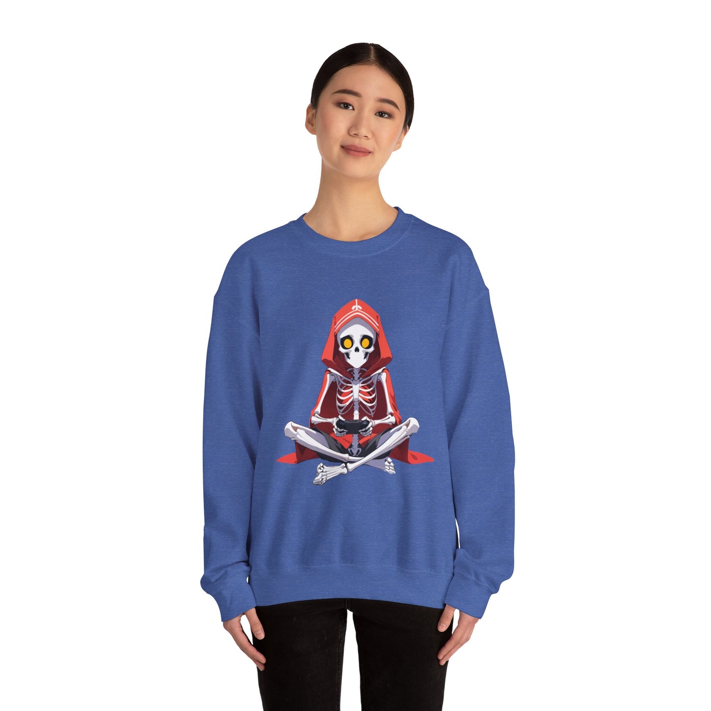 Funny Skeleton Skull Video Gamer Unisex Heavy Blend™ Crewneck Sweatshirt - coffeeandteatees