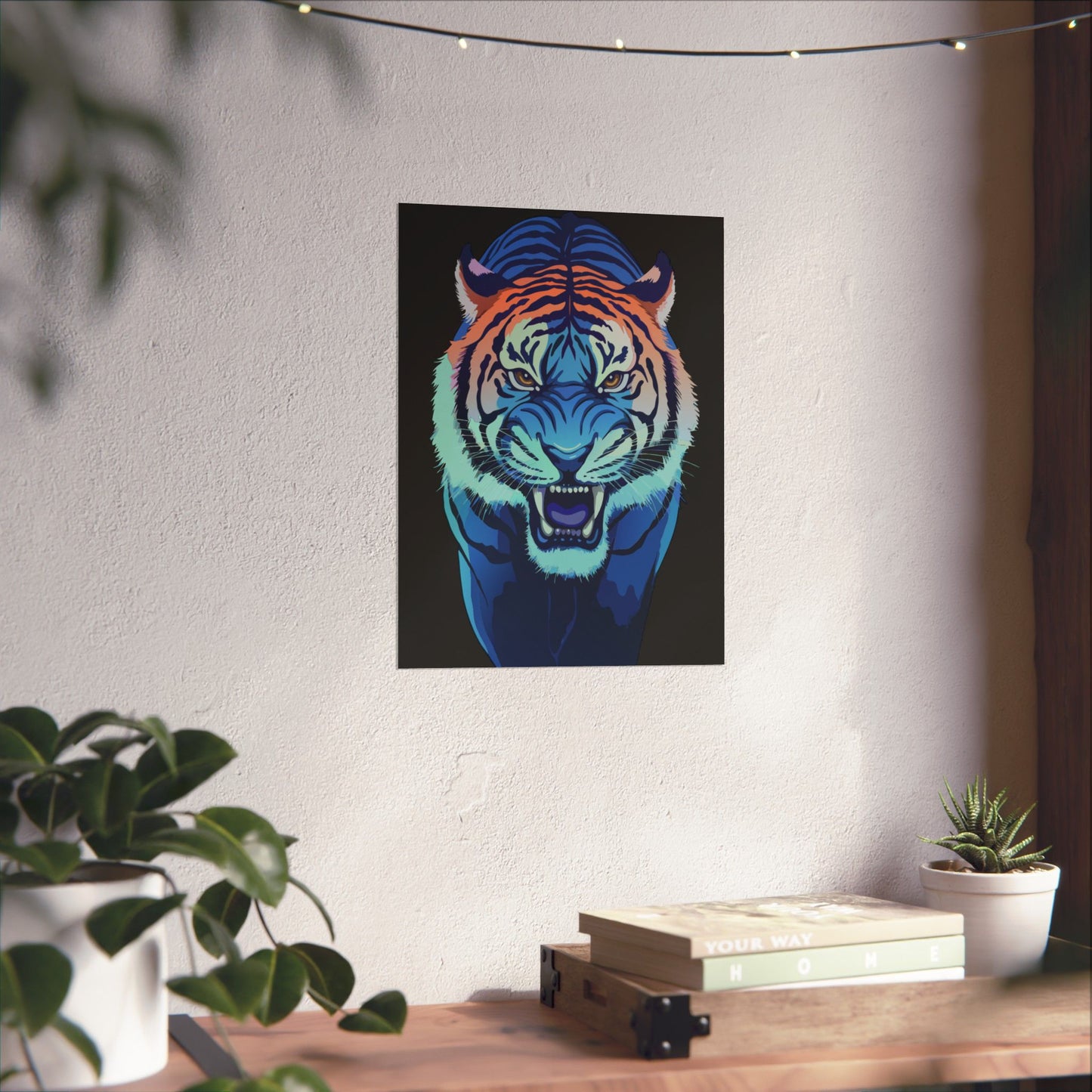 Blue Angry tiger Matte Vertical Posters