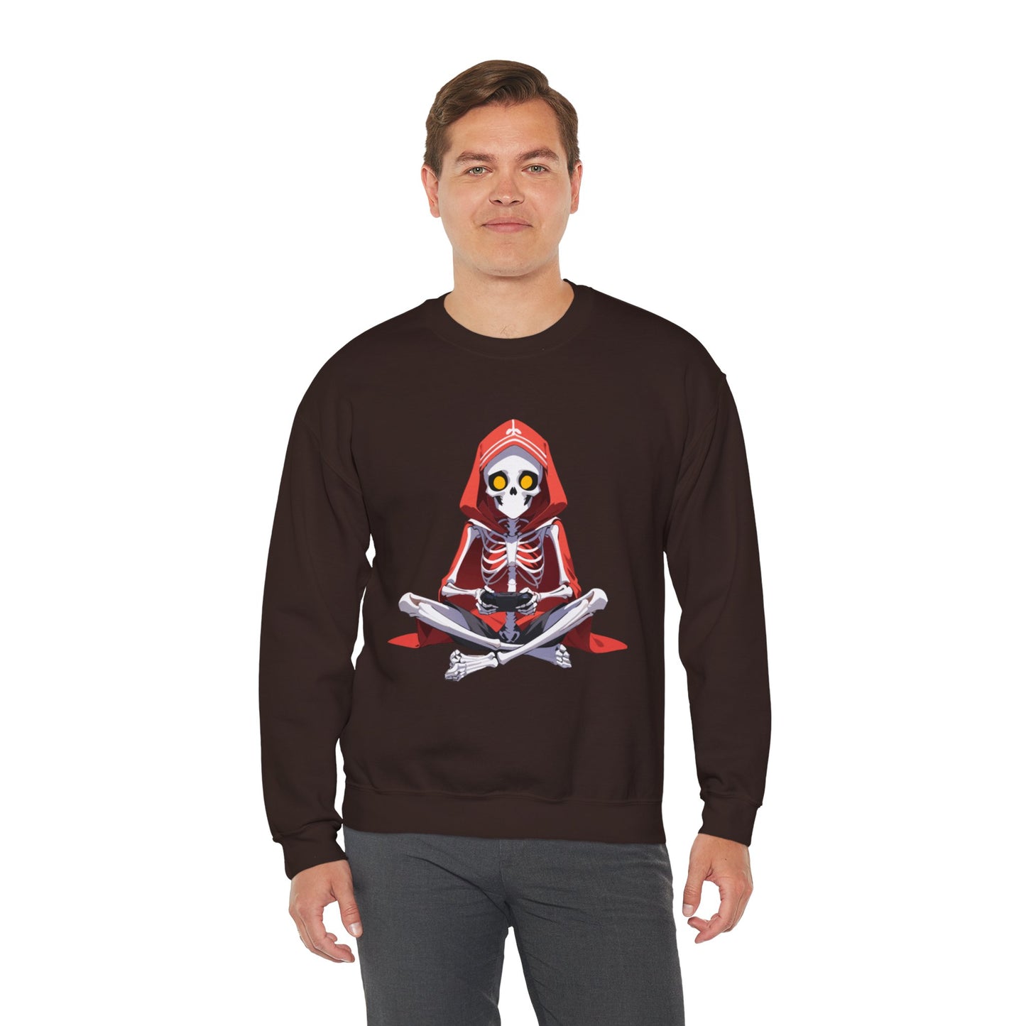 Funny Skeleton Skull Video Gamer Unisex Heavy Blend™ Crewneck Sweatshirt - coffeeandteatees