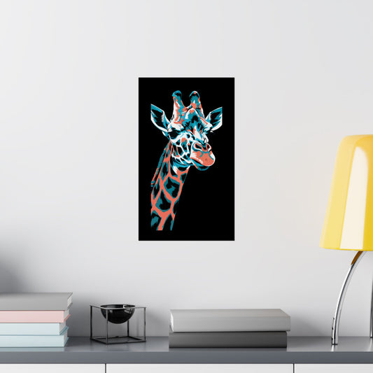 Blue Angry Giraffe Matte Vertical Posters - coffeeandteatees