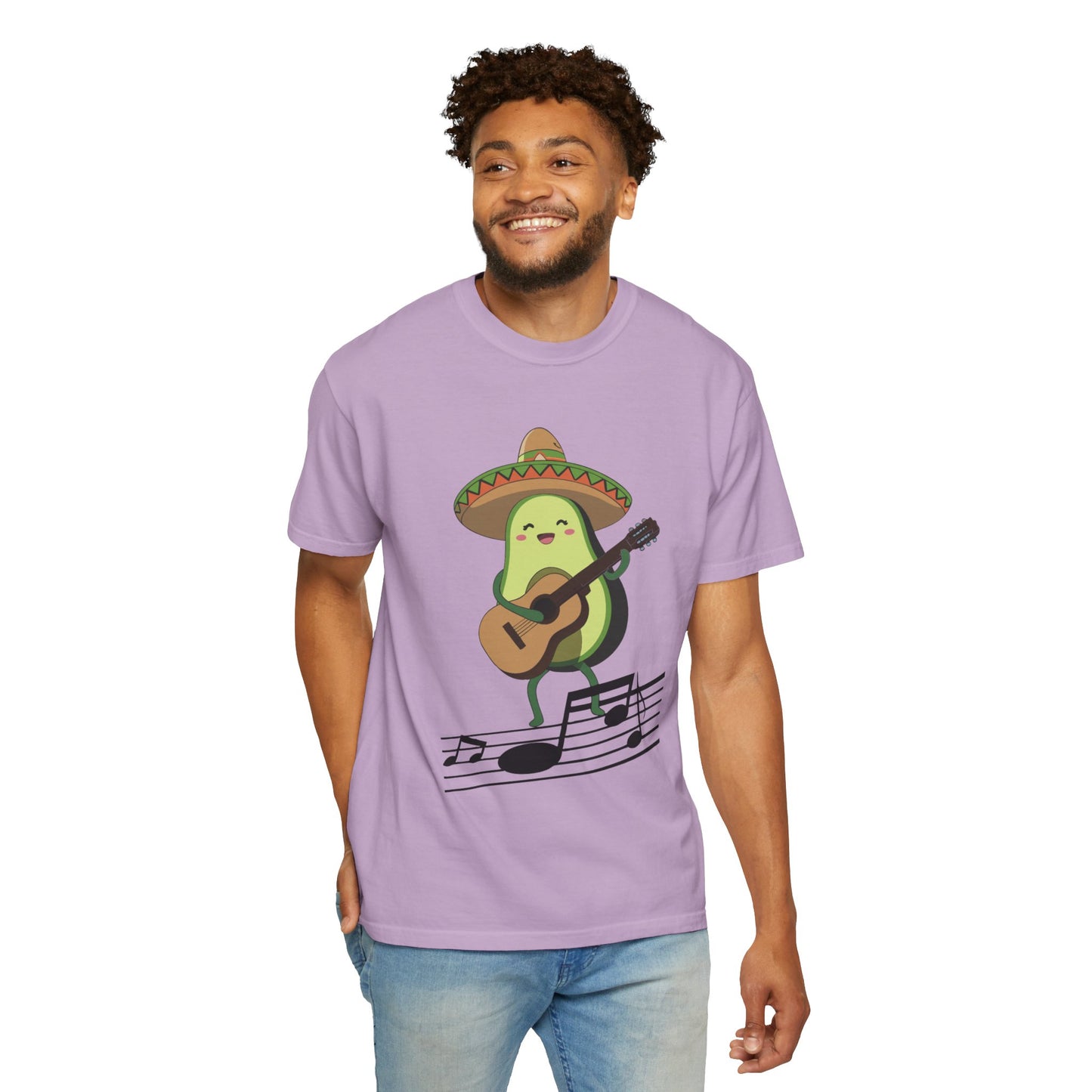 Funny Avocado Playing The Guitar Rock Band Music Unisex Garment-Dyed T-shirt