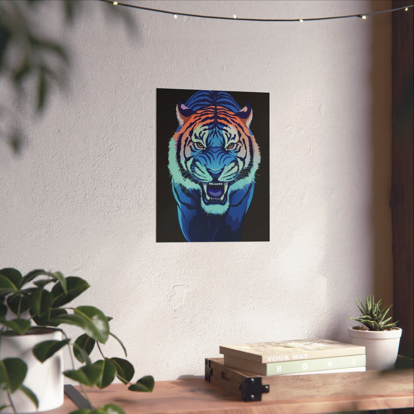 Blue Angry tiger Matte Vertical Posters