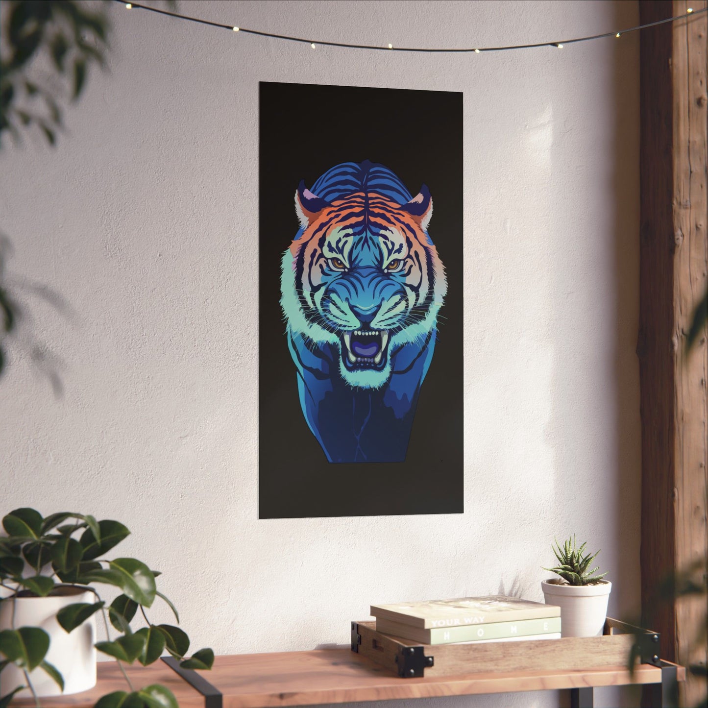 Blue Angry tiger Matte Vertical Posters