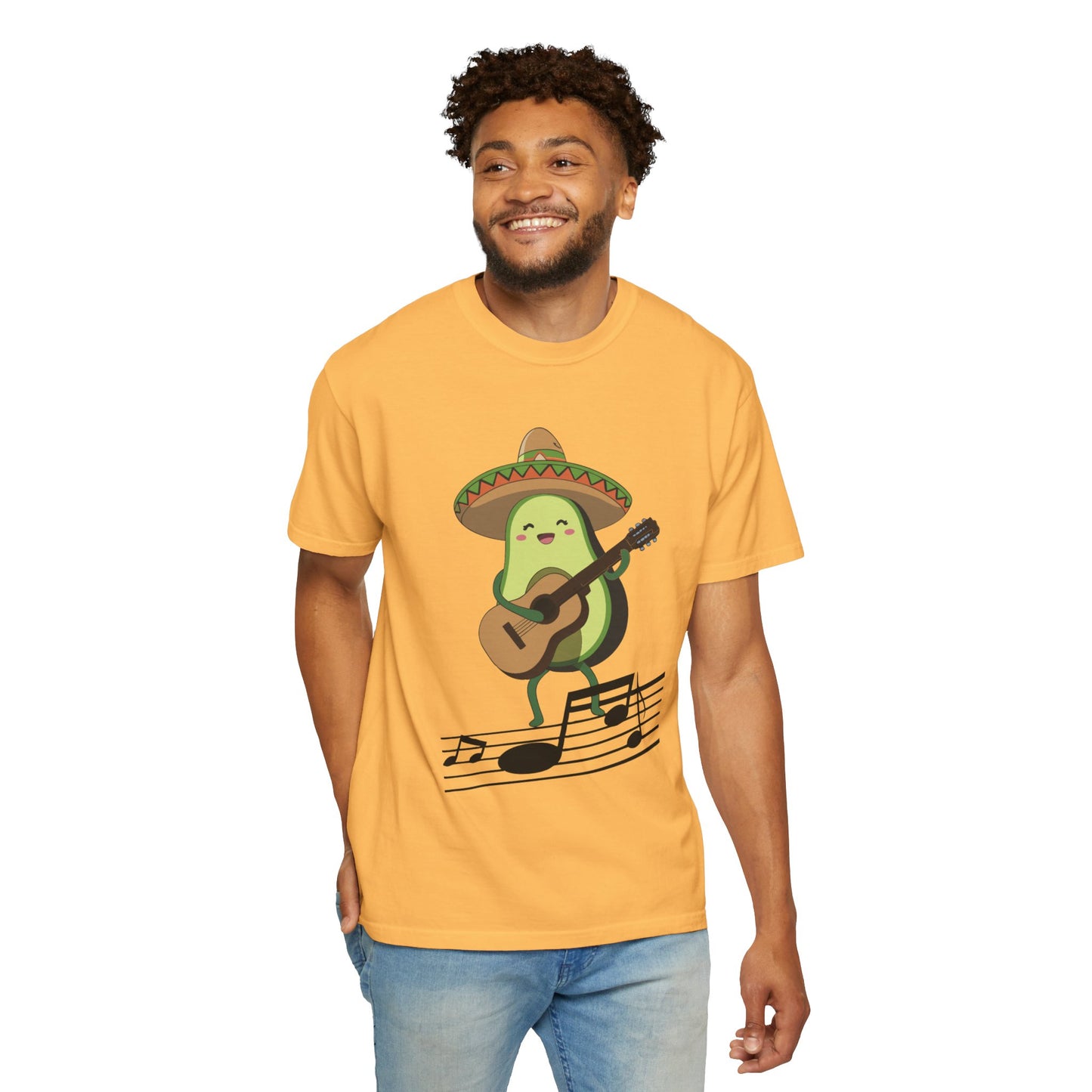 Funny Avocado Playing The Guitar Rock Band Music Unisex Garment-Dyed T-shirt