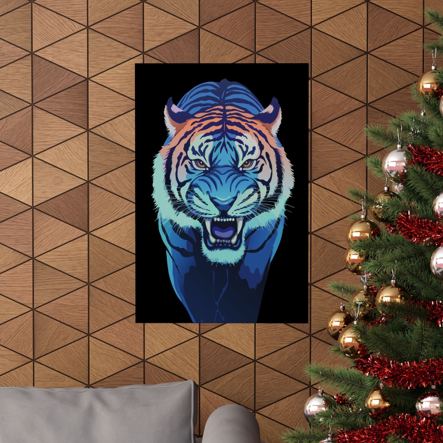 Blue Angry tiger Matte Vertical Posters