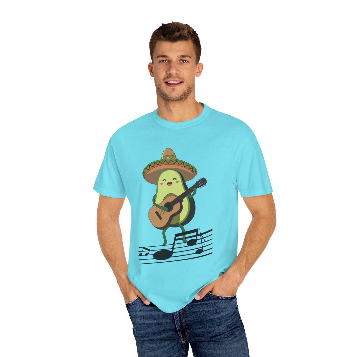 Funny Avocado Playing The Guitar Rock Band Music Unisex Garment-Dyed T-shirt