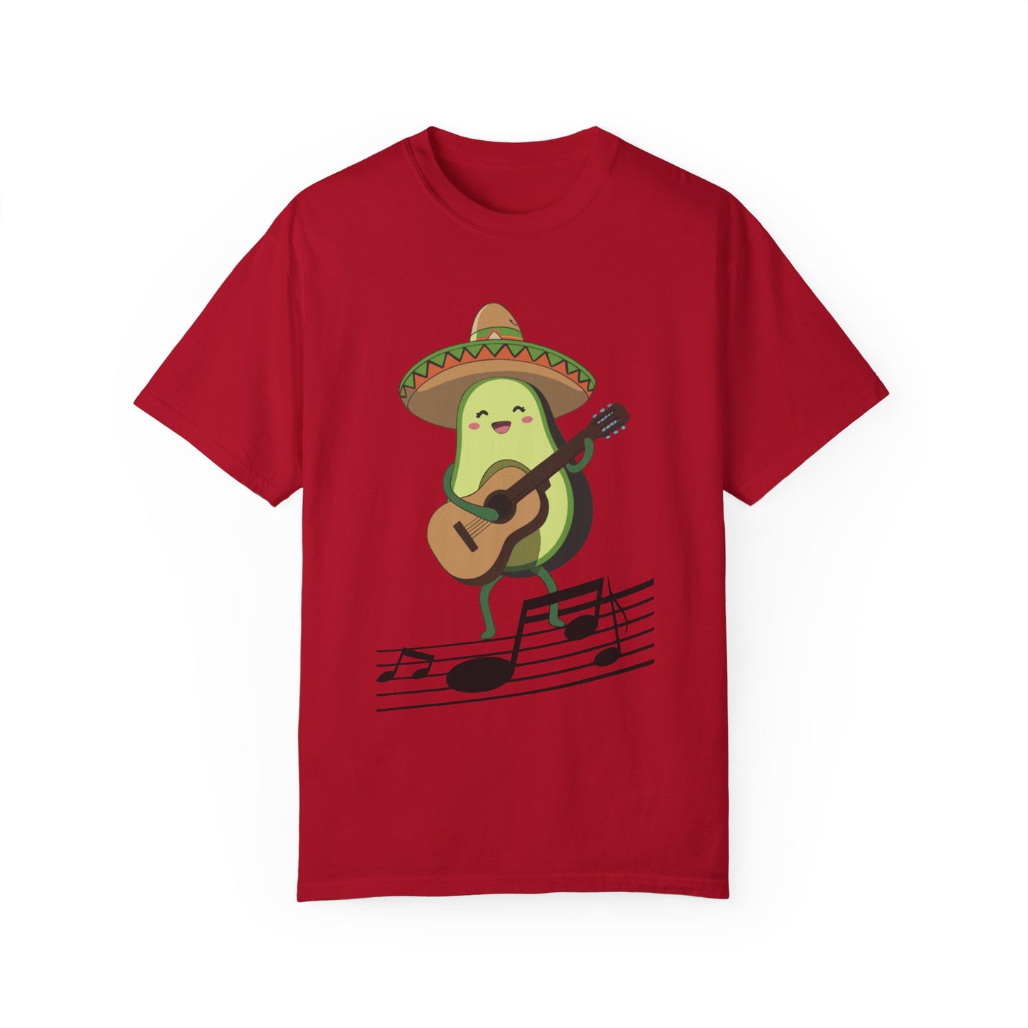 Funny Avocado Playing The Guitar Rock Band Music Unisex Garment-Dyed T-shirt