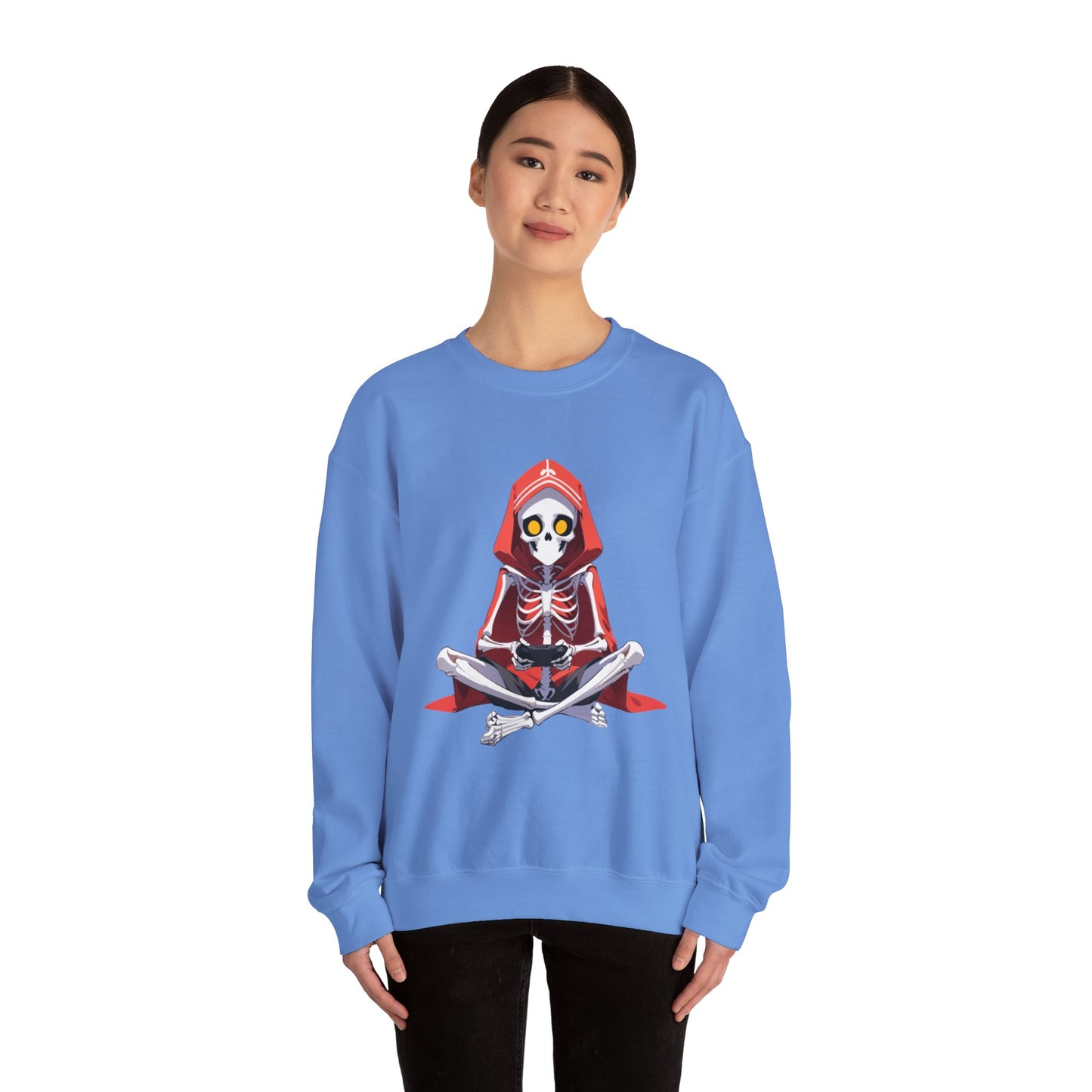 Funny Skeleton Skull Video Gamer Unisex Heavy Blend™ Crewneck Sweatshirt - coffeeandteatees