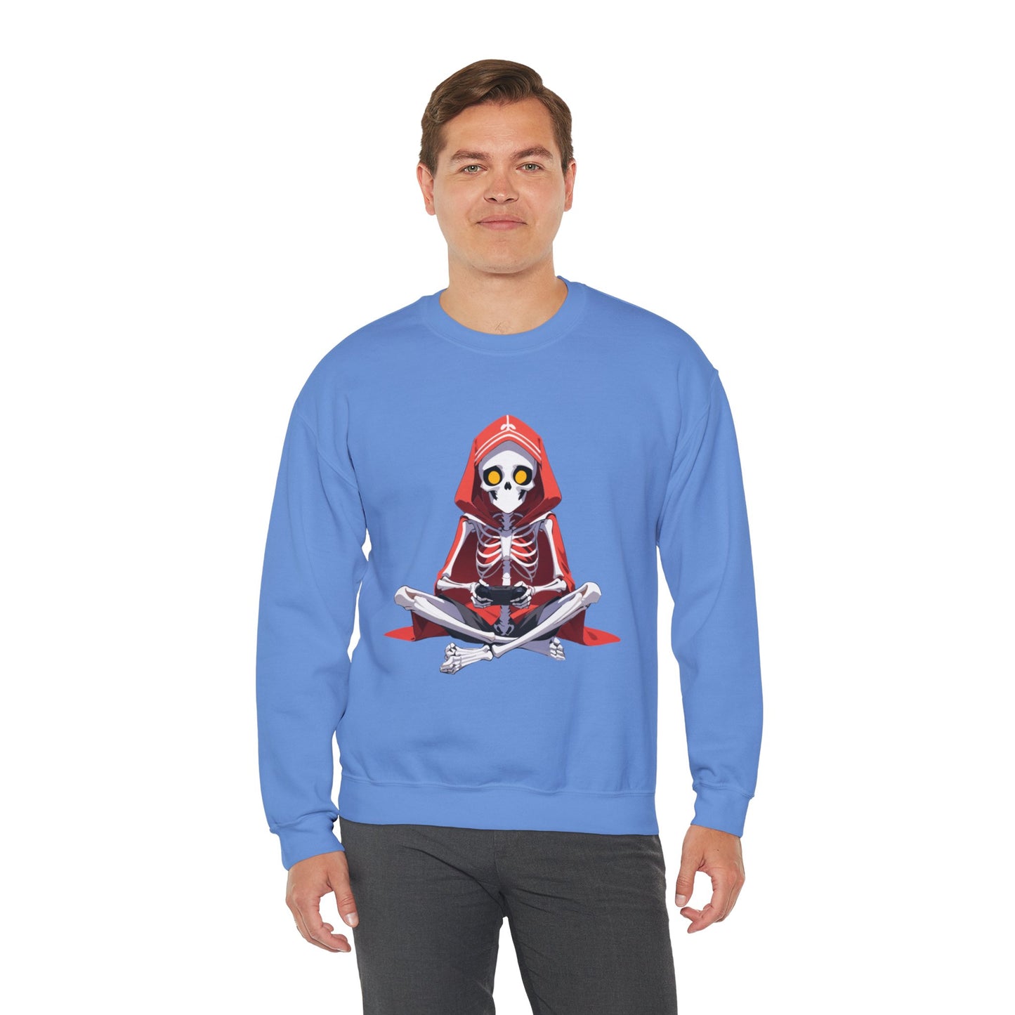 Funny Skeleton Skull Video Gamer Unisex Heavy Blend™ Crewneck Sweatshirt - coffeeandteatees