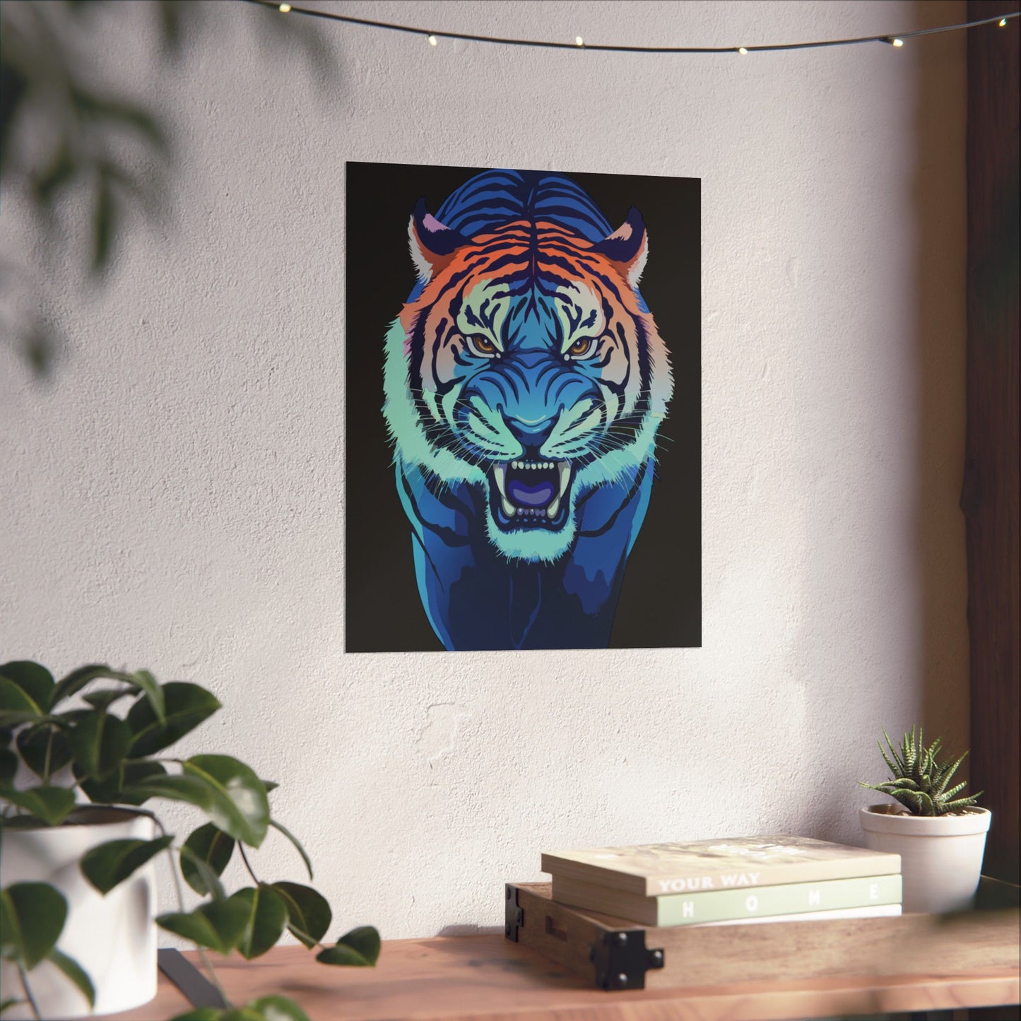 Blue Angry tiger Matte Vertical Posters