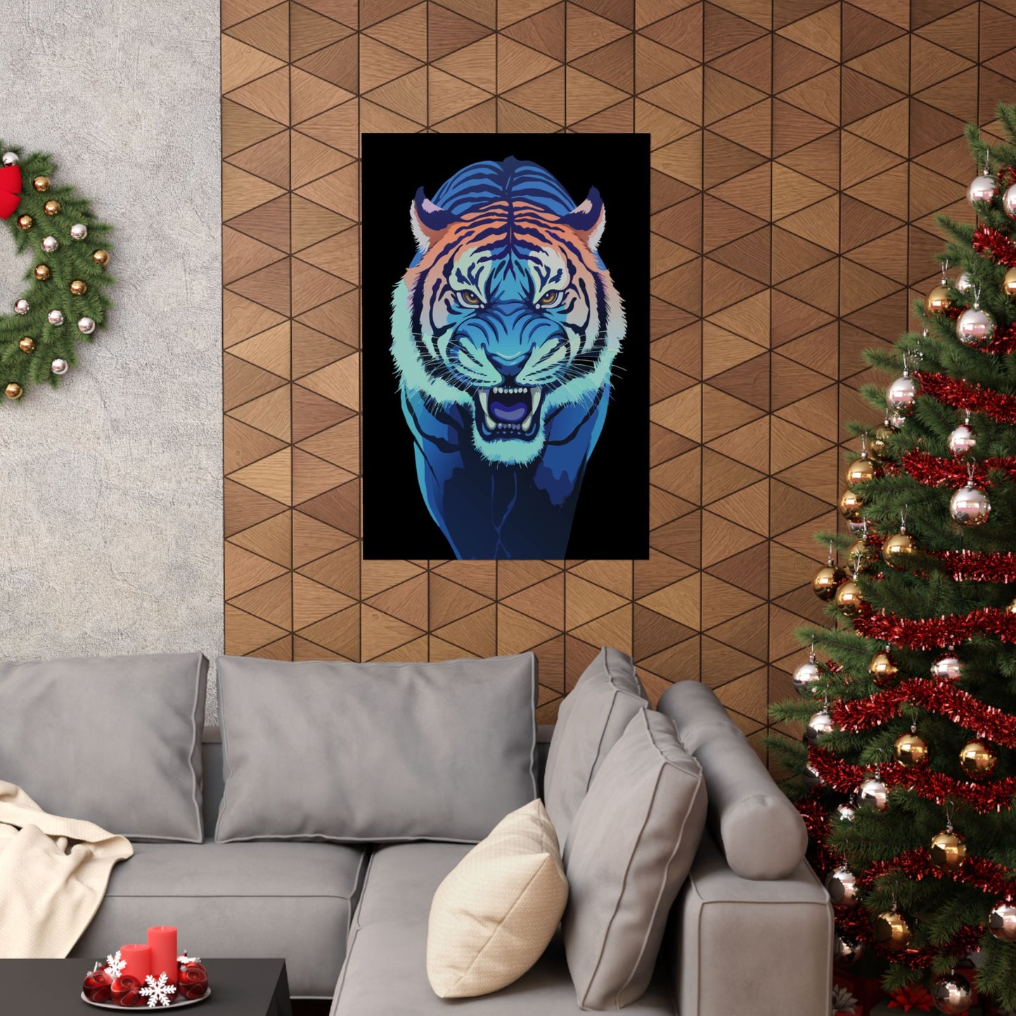 Blue Angry tiger Matte Vertical Posters