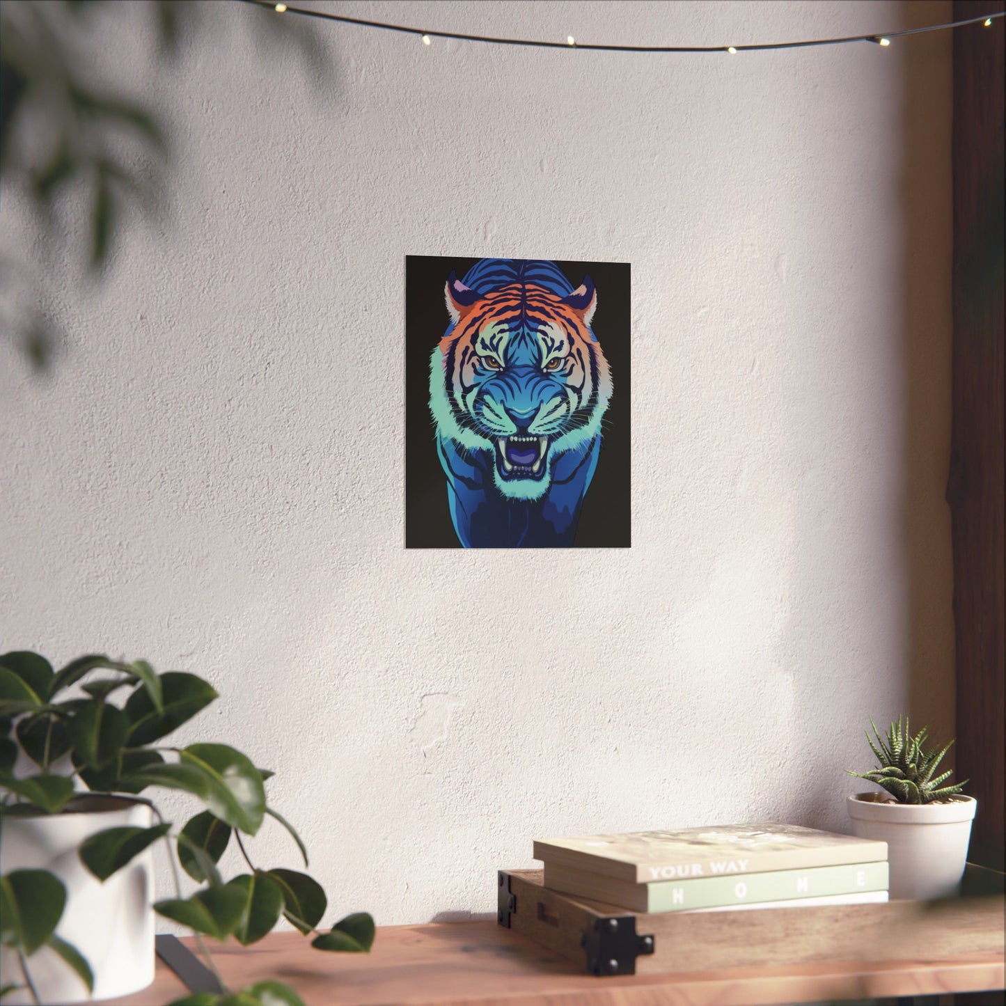 Blue Angry tiger Matte Vertical Posters