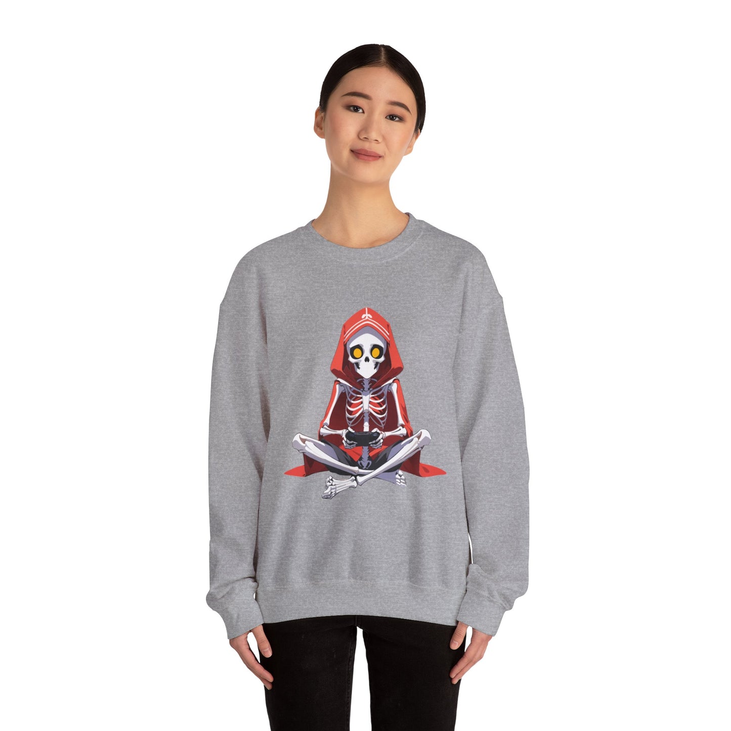 Funny Skeleton Skull Video Gamer Unisex Heavy Blend™ Crewneck Sweatshirt - coffeeandteatees