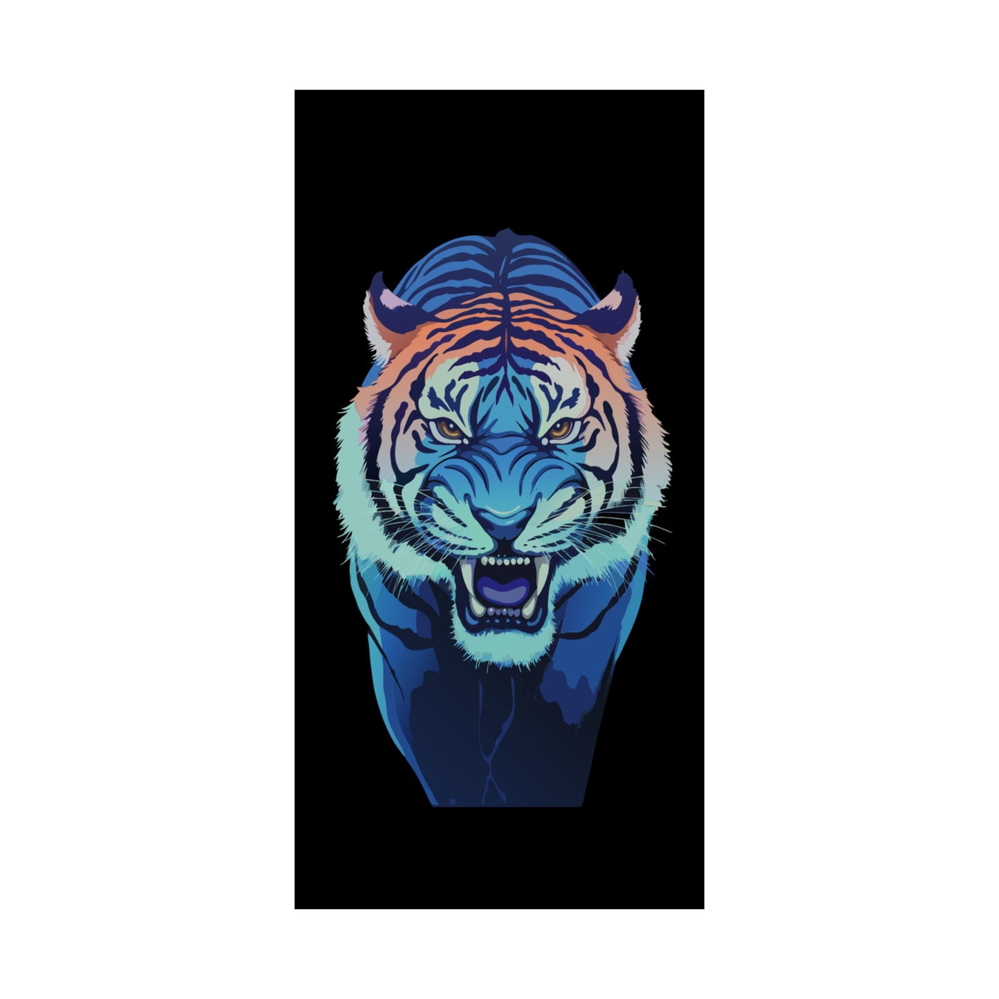 Blue Angry tiger Matte Vertical Posters