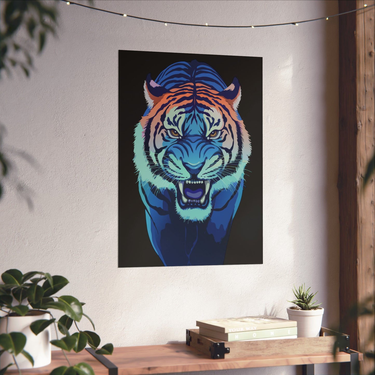 Blue Angry tiger Matte Vertical Posters