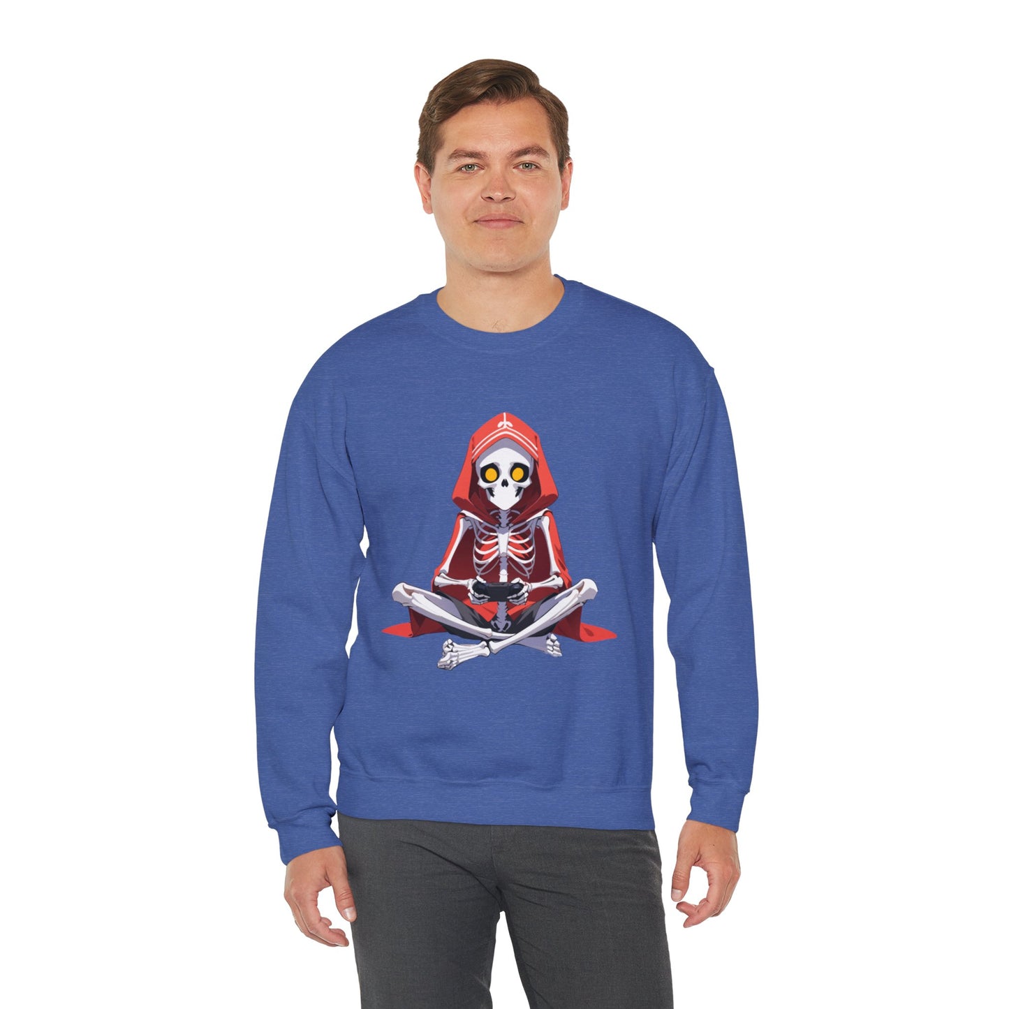 Funny Skeleton Skull Video Gamer Unisex Heavy Blend™ Crewneck Sweatshirt - coffeeandteatees