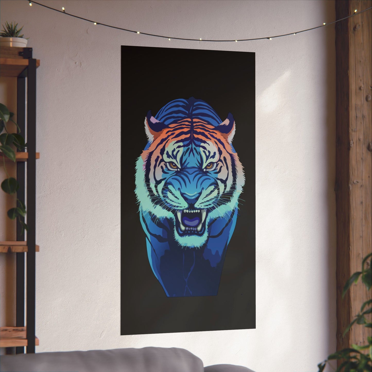 Blue Angry tiger Matte Vertical Posters