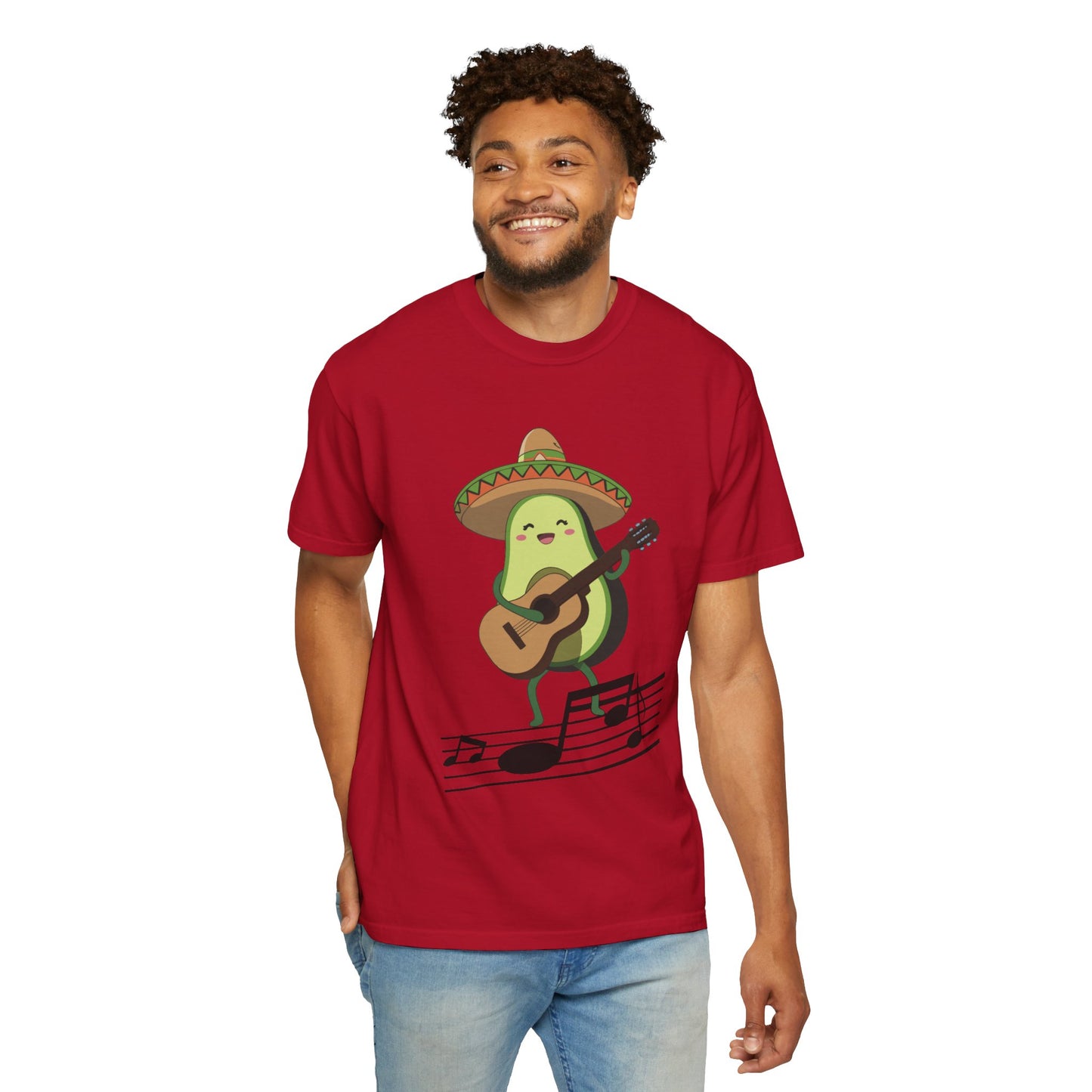 Funny Avocado Playing The Guitar Rock Band Music Unisex Garment-Dyed T-shirt