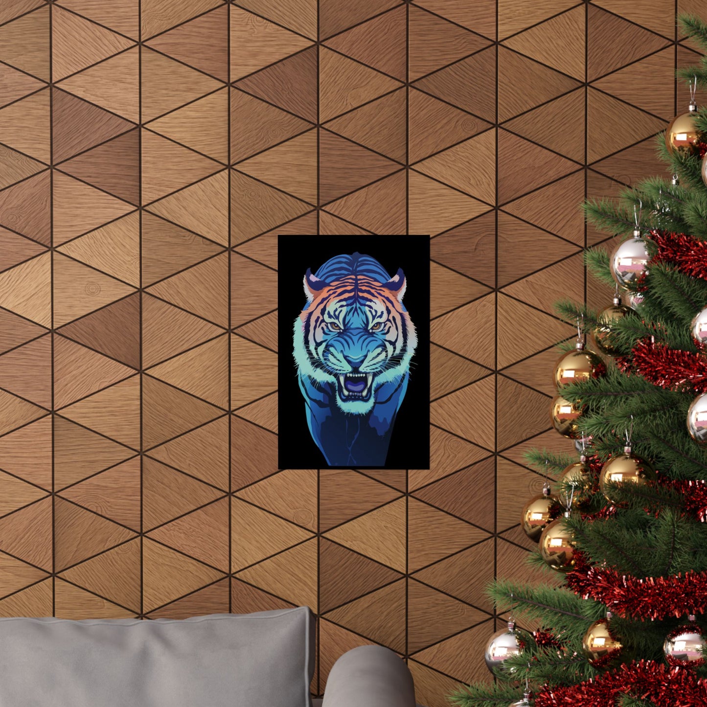 Blue Angry tiger Matte Vertical Posters