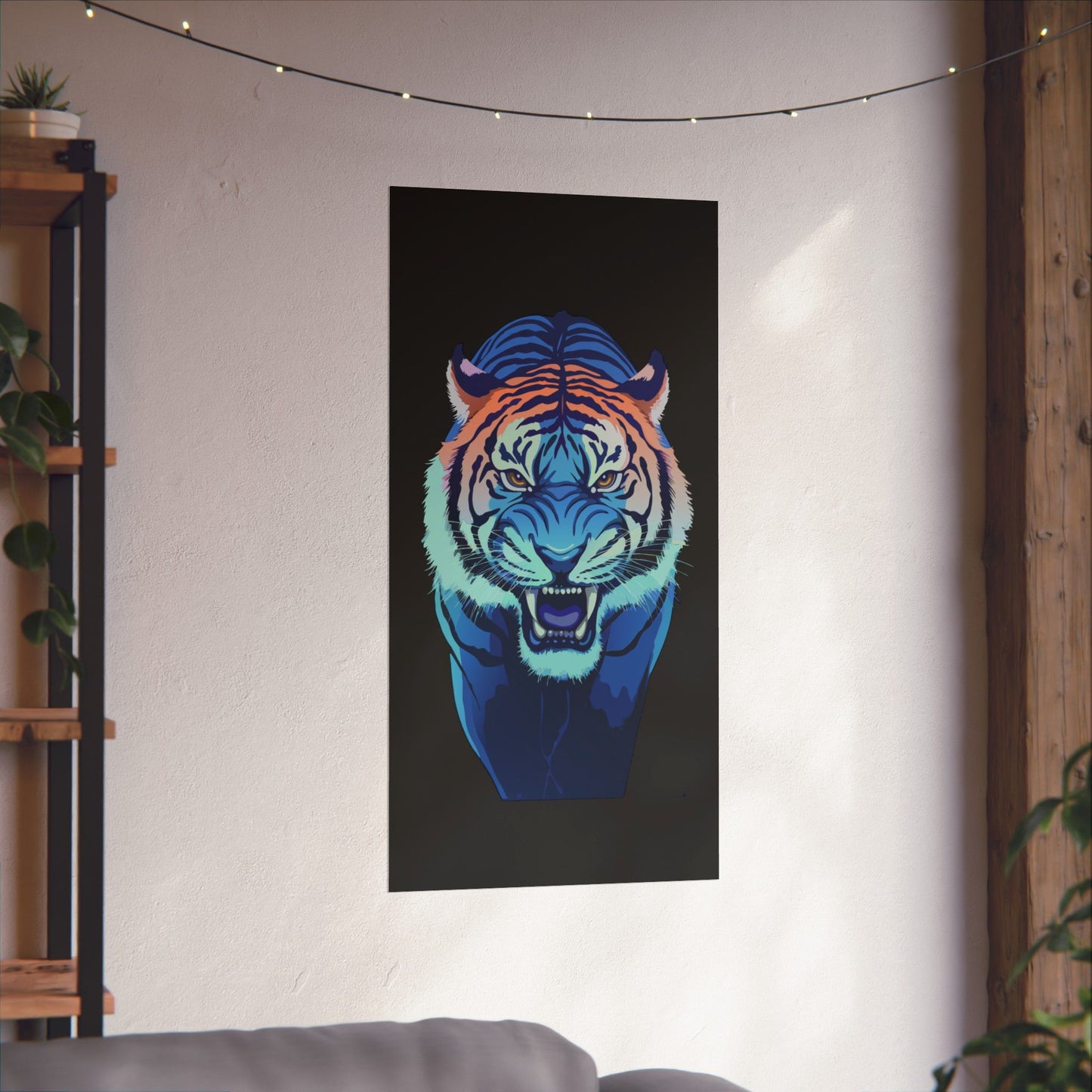 Blue Angry tiger Matte Vertical Posters