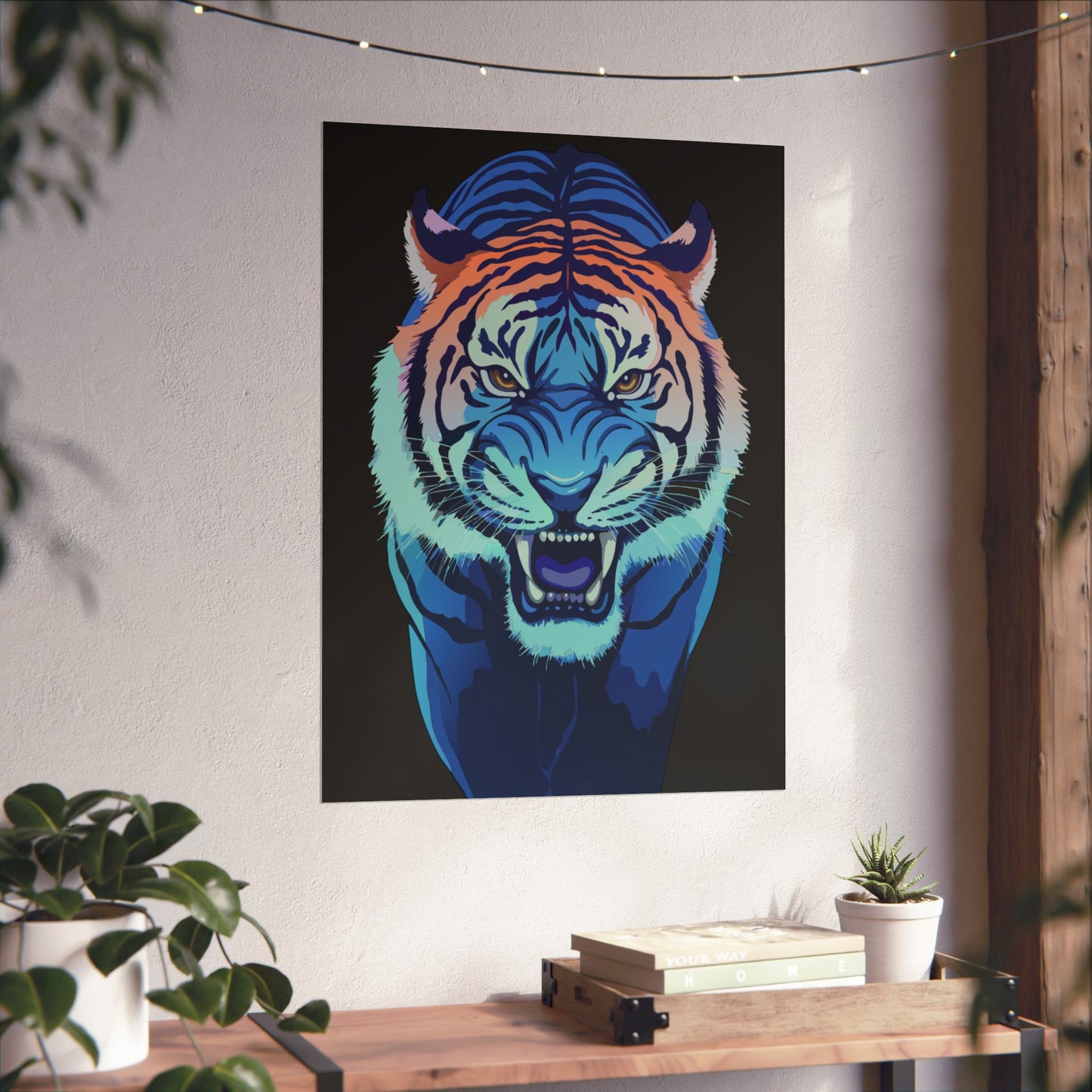 Blue Angry tiger Matte Vertical Posters