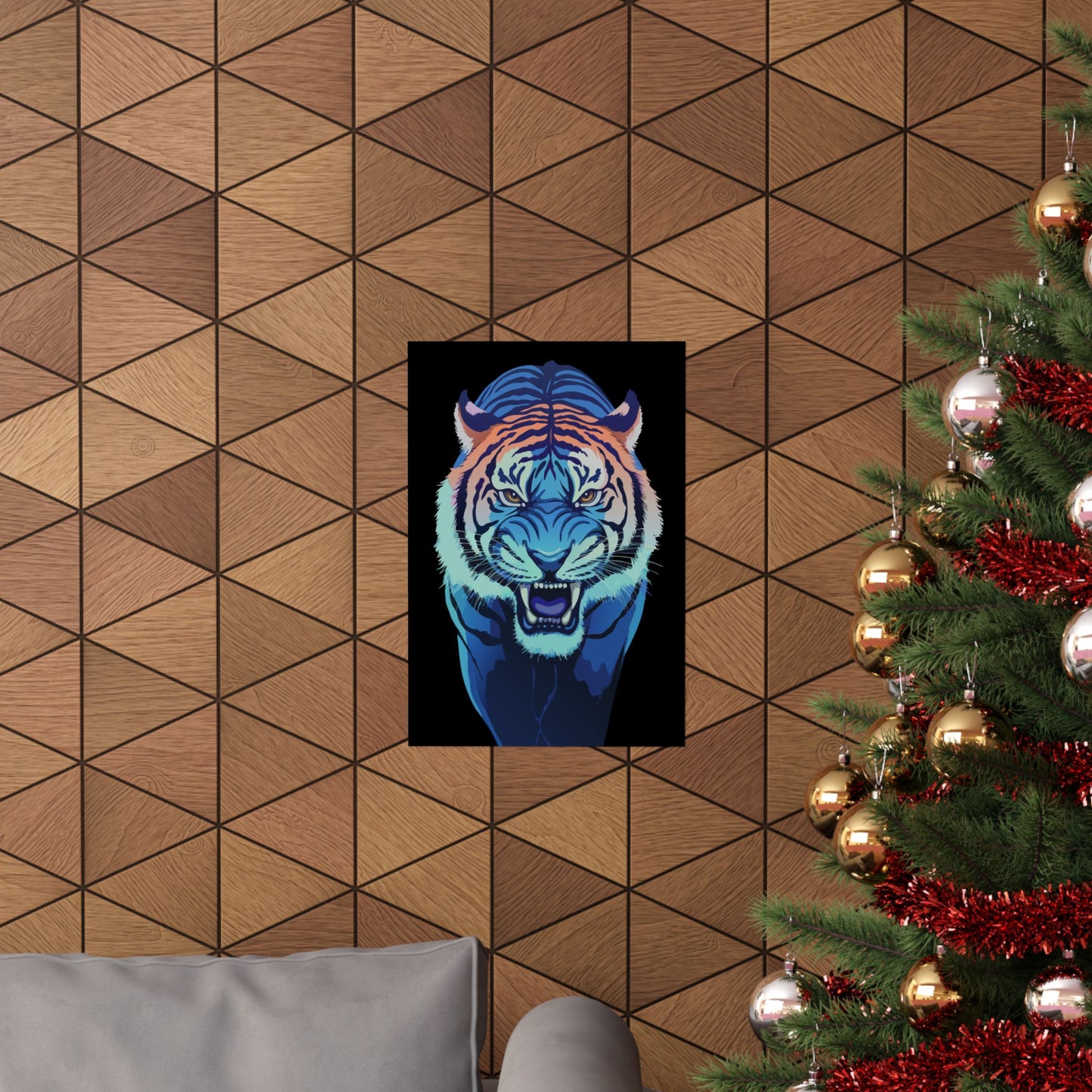 Blue Angry tiger Matte Vertical Posters