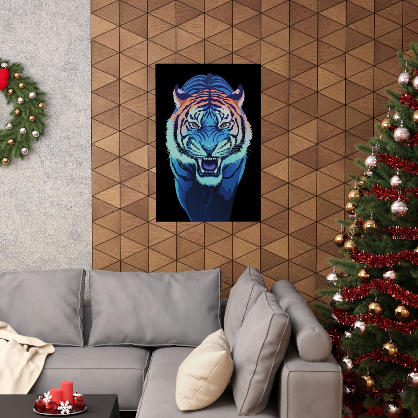 Blue Angry tiger Matte Vertical Posters