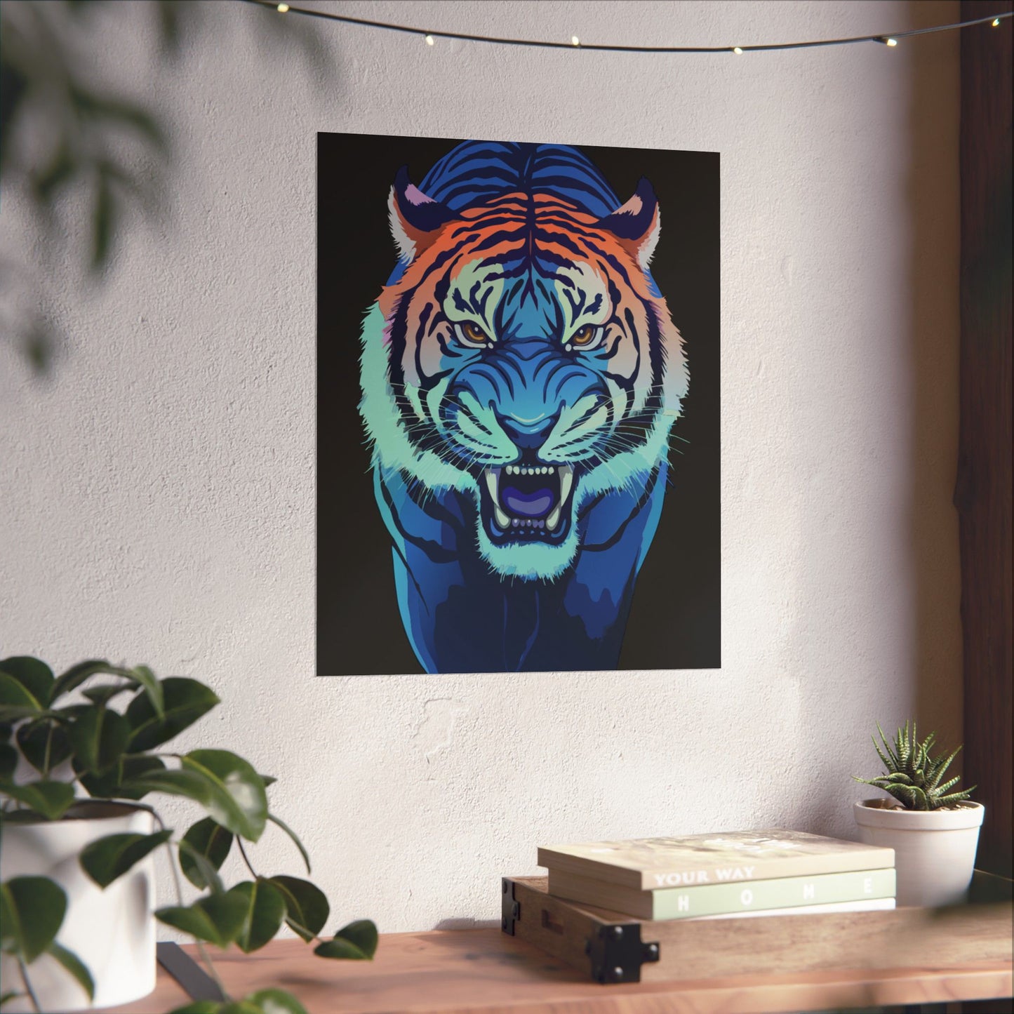 Blue Angry tiger Matte Vertical Posters