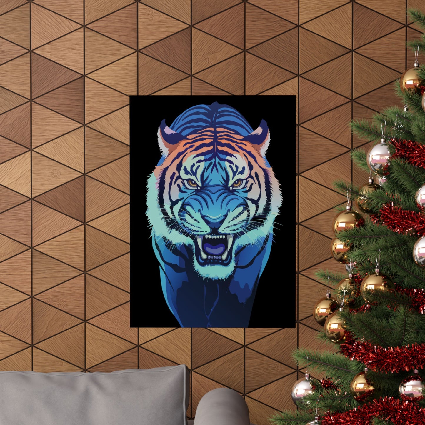 Blue Angry tiger Matte Vertical Posters