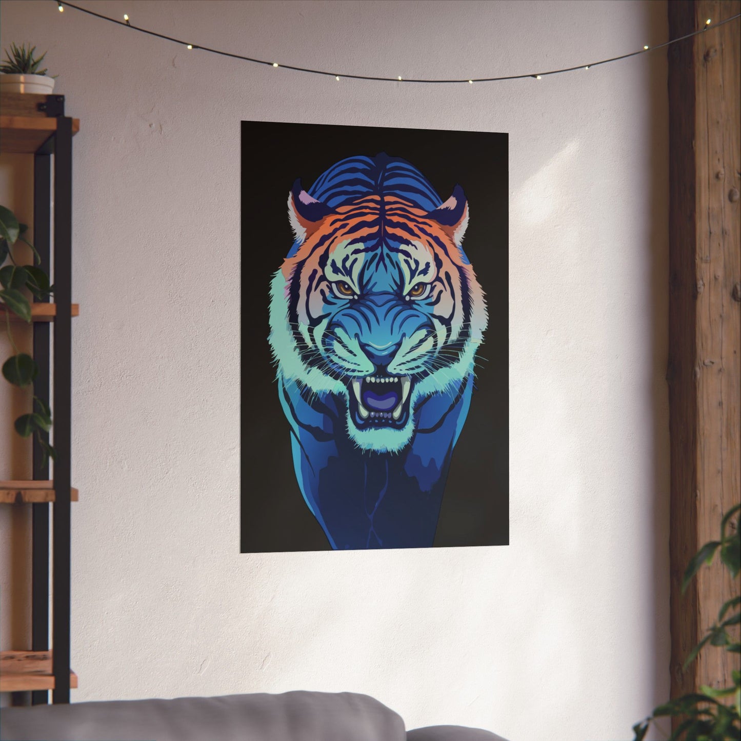 Blue Angry tiger Matte Vertical Posters