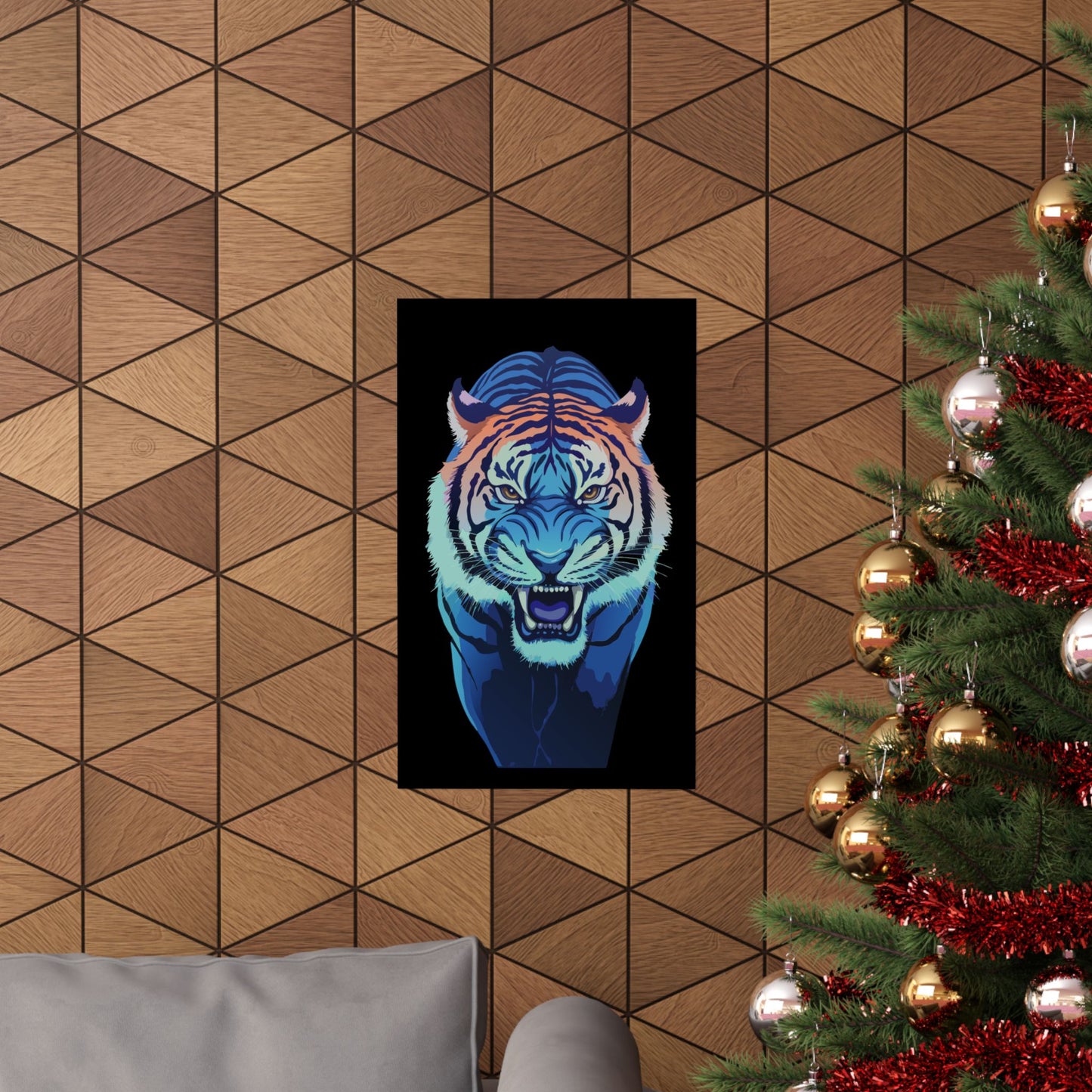 Blue Angry tiger Matte Vertical Posters