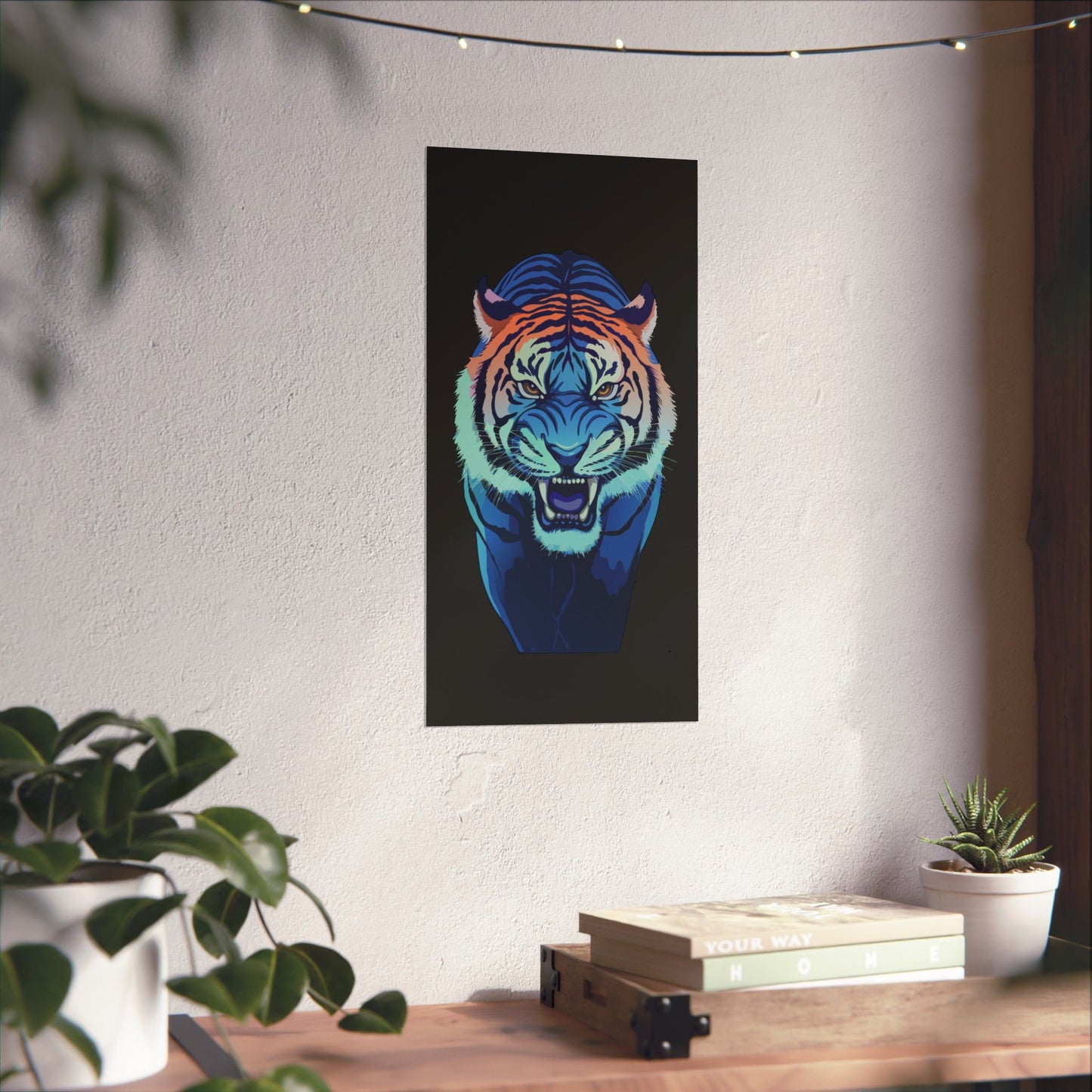 Blue Angry tiger Matte Vertical Posters